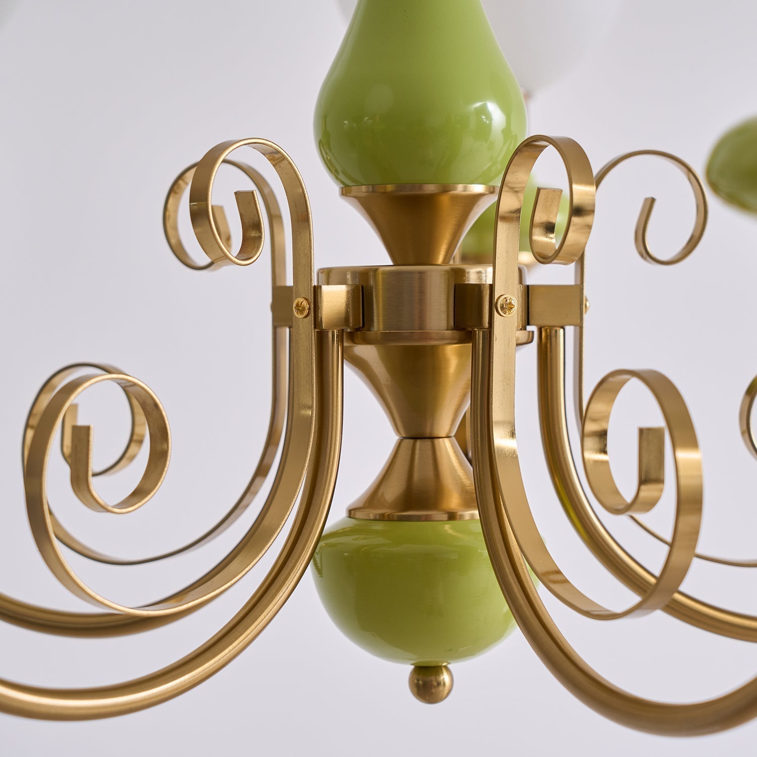 Lustra Kronleuchter Grüne Schirme Gold Gekrümmte Arme-Letslighting