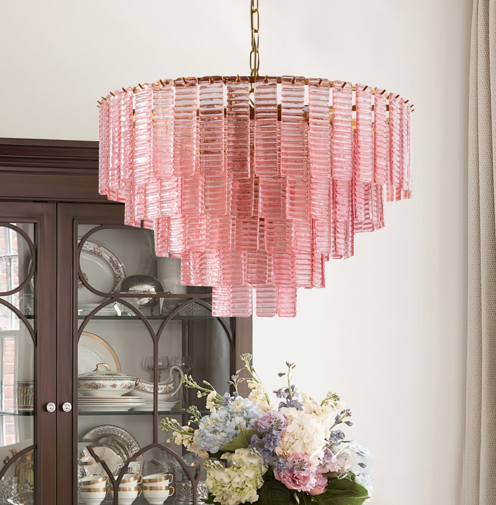 Aurora Chandelier Pink Murano Glass Layered Vintage Luxury - Neutralighting
