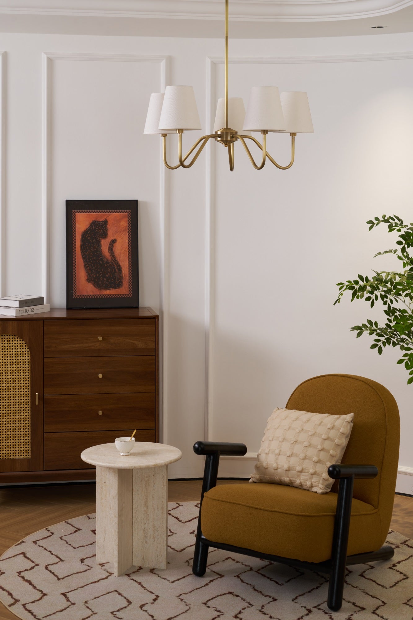 Viraean Vintage Kronleuchter aus Messing mit Stoffbezug-Letslighting