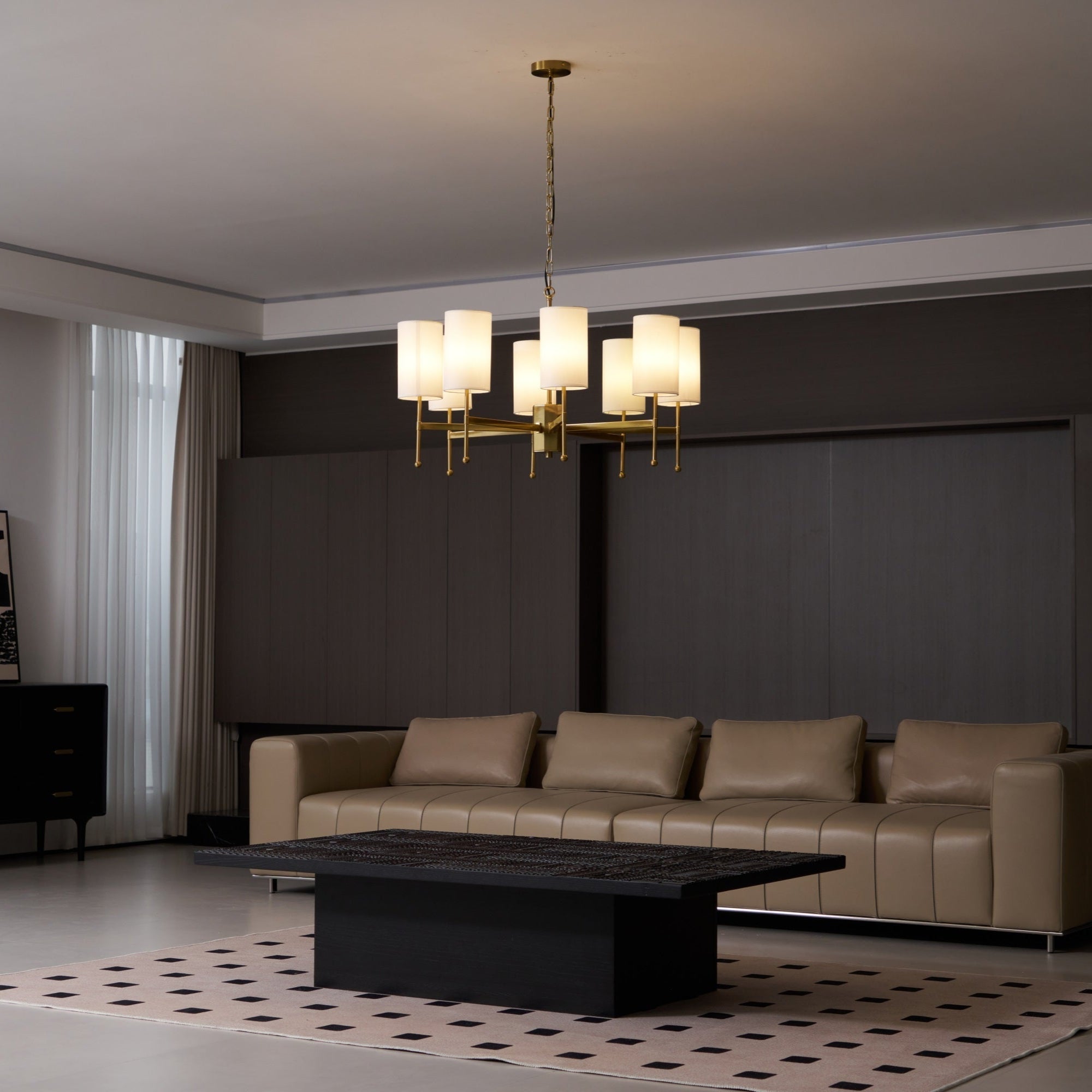 Ulcarisra Vintage Kronleuchter aus Messing mit Stoffbezug-Letslighting
