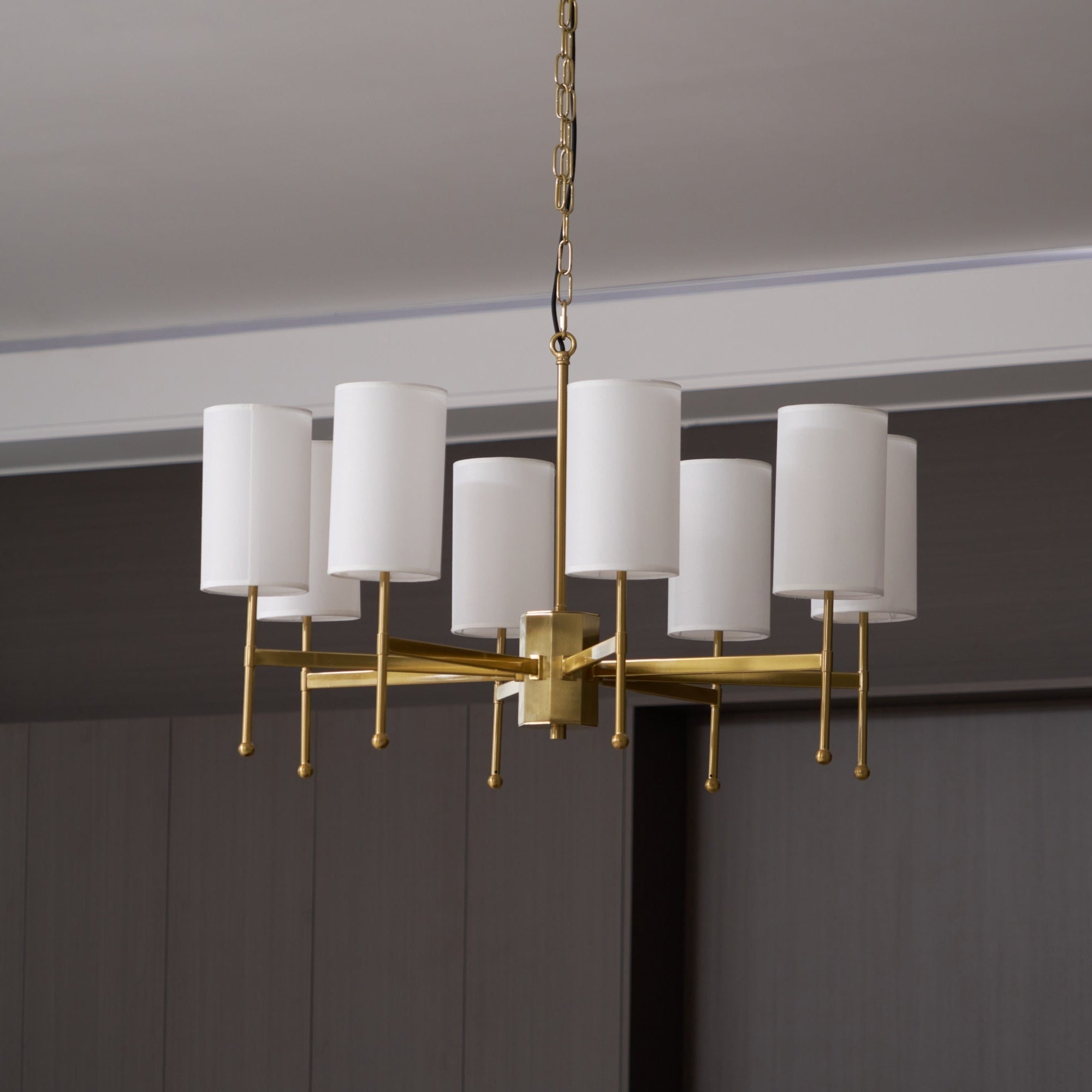 Ulcarisra Vintage Kronleuchter aus Messing mit Stoffbezug-Letslighting
