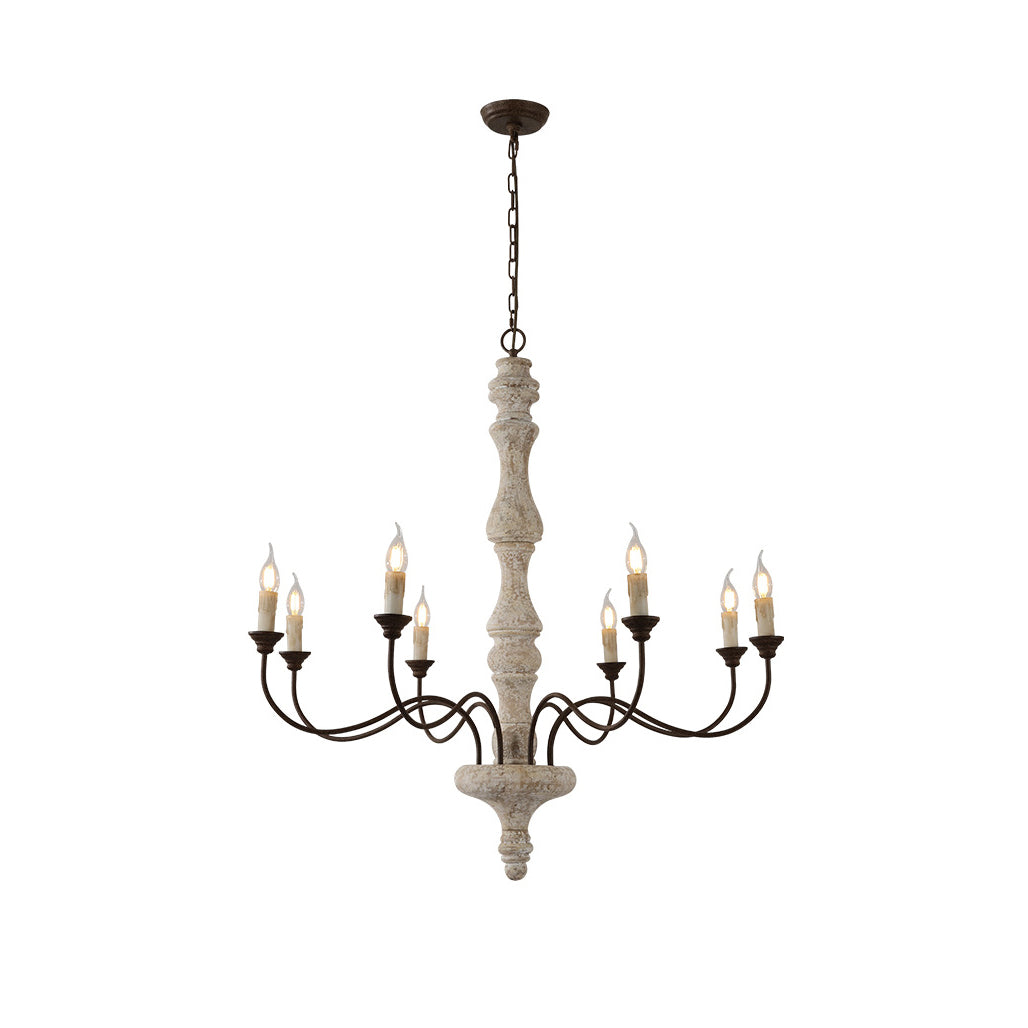 Emirel Vintage 8-flammiger Kerzenleuchter aus Holz-Letslighting