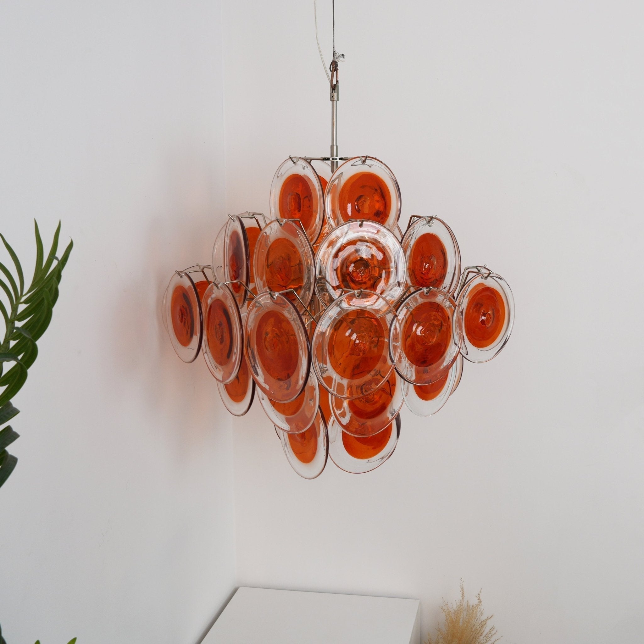 Aurora Chandelier Orange Murano Glass Disc Layered - Neutralighting