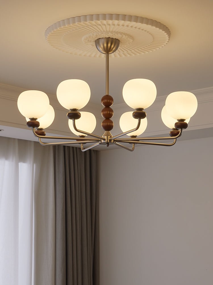 Vilorira Traditioneller Klassischer Kugel Walnussholz Glas Kronleuchter-Letslighting