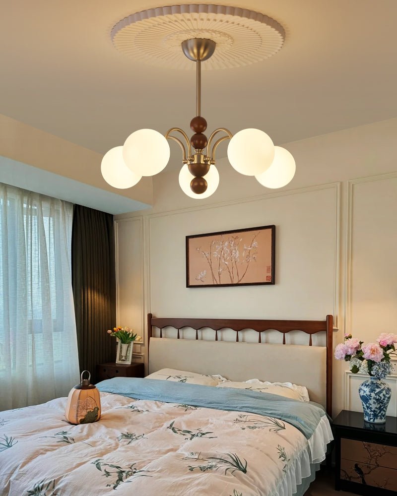 Orbital Premium Nordic Art Kurve Holz Glas Kronleuchter-Letslighting