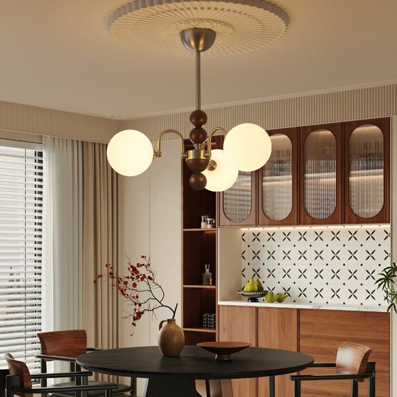 Orbital Premium Nordic Art Kurve Holz Glas Kronleuchter-Letslighting