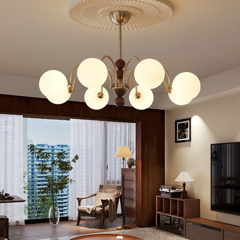 Orbital Premium Nordic Art Kurve Holz Glas Kronleuchter-Letslighting