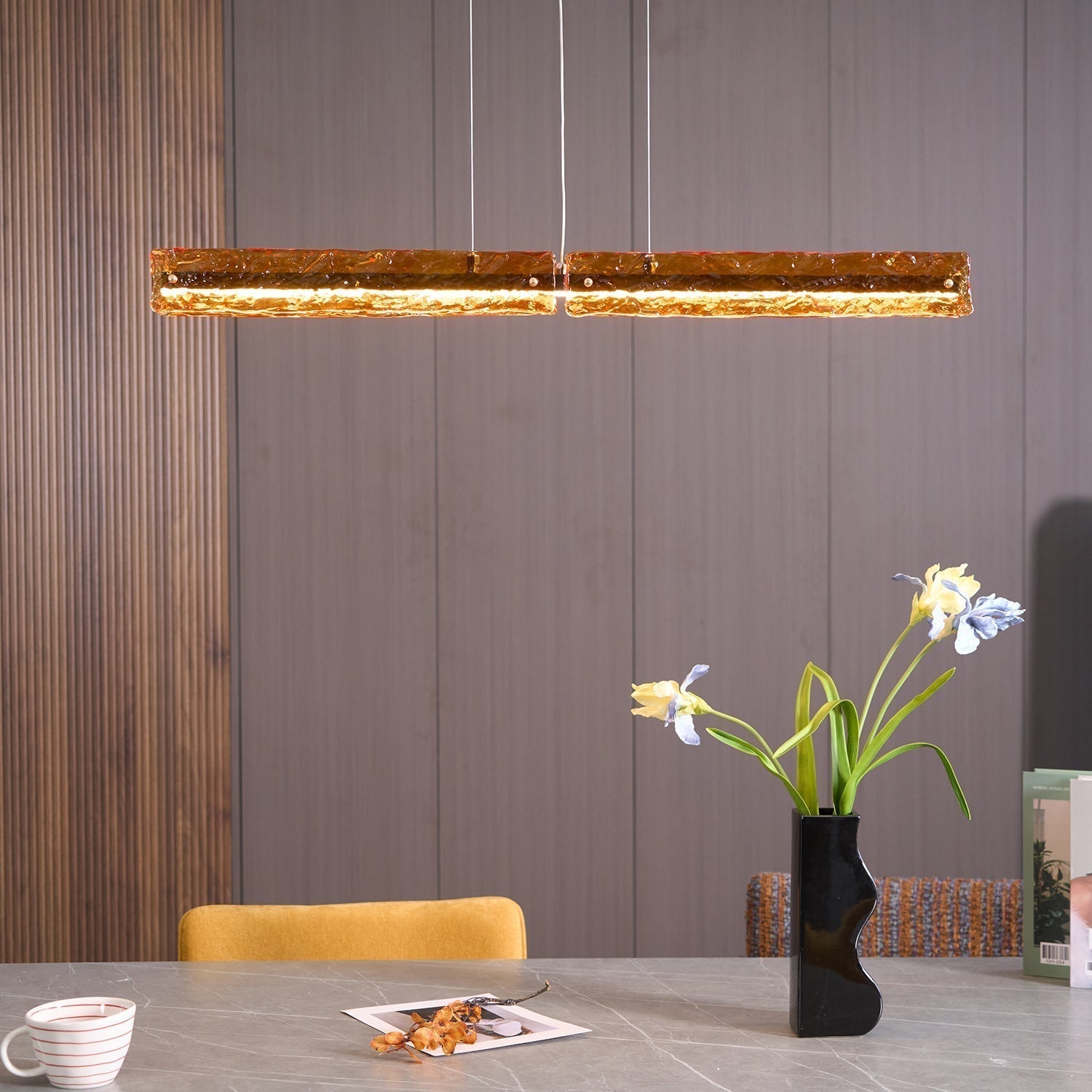Avnorira Modern Minimalistisch Linear Insel Glas Pendelleuchte-Letslighting