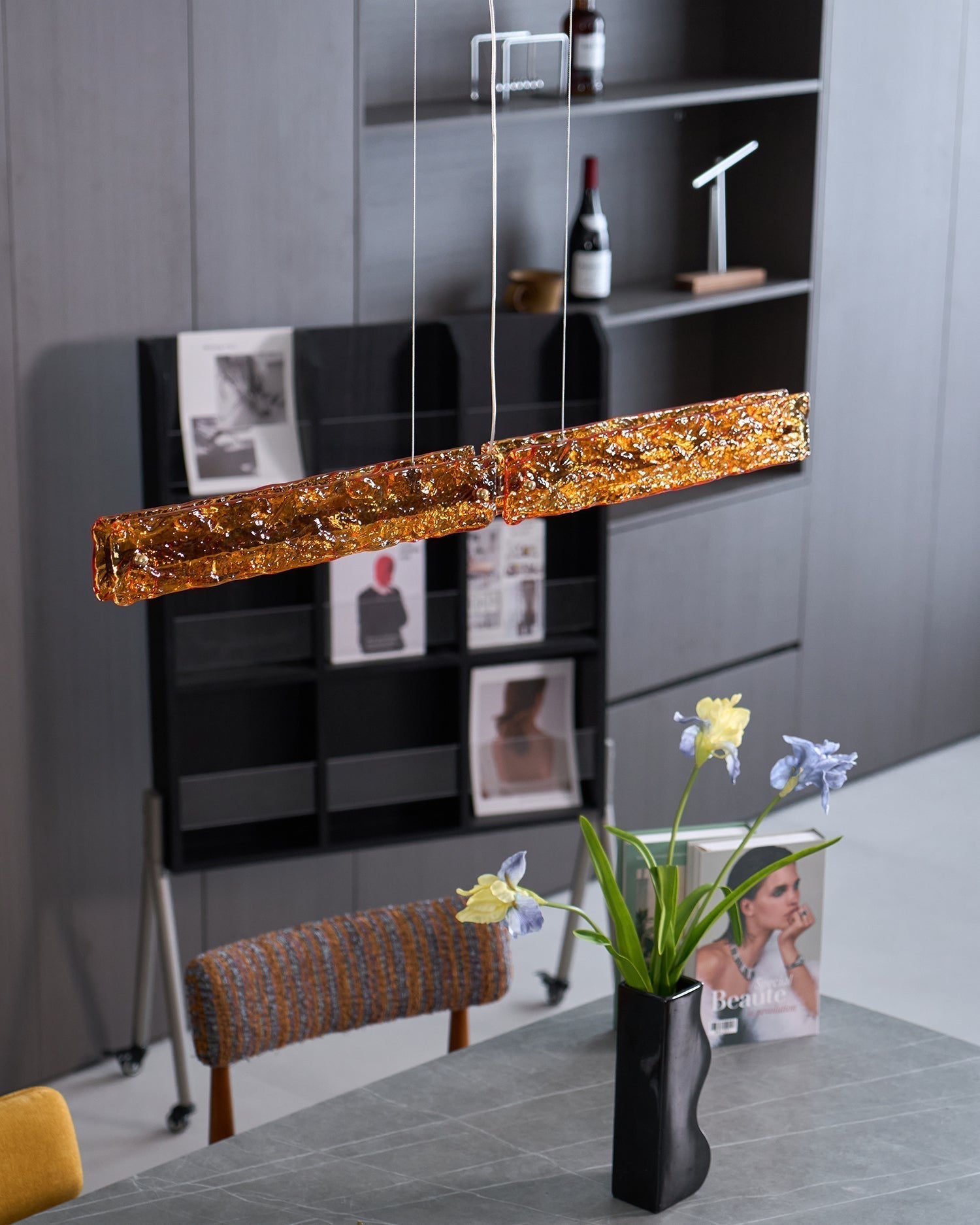 Avnorira Modern Minimalistisch Linear Insel Glas Pendelleuchte-Letslighting