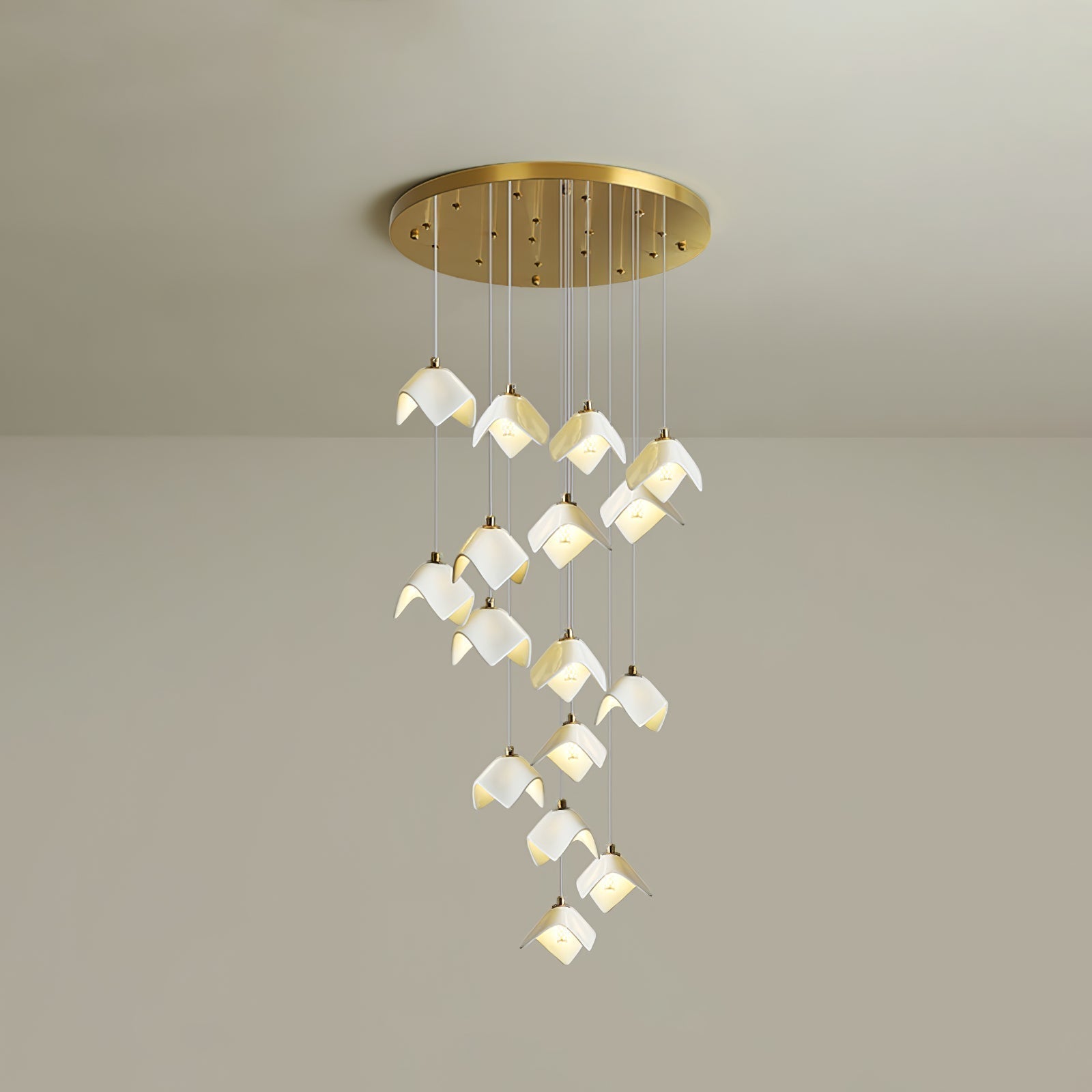 Cithayra Geometrischer Kronleuchter aus Glas und Messing-Letslighting
