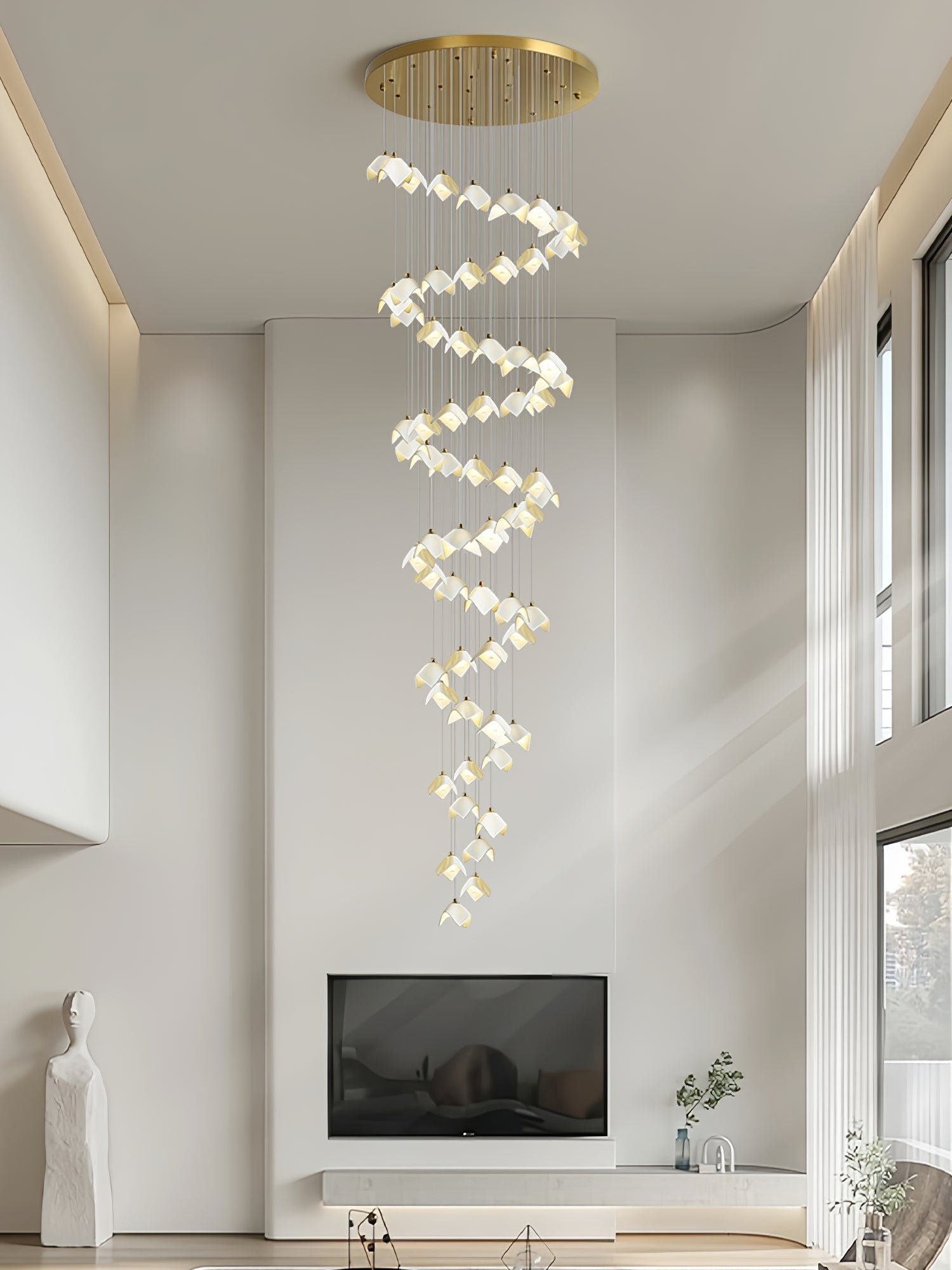 Cithayra Geometrischer Kronleuchter aus Glas und Messing-Letslighting