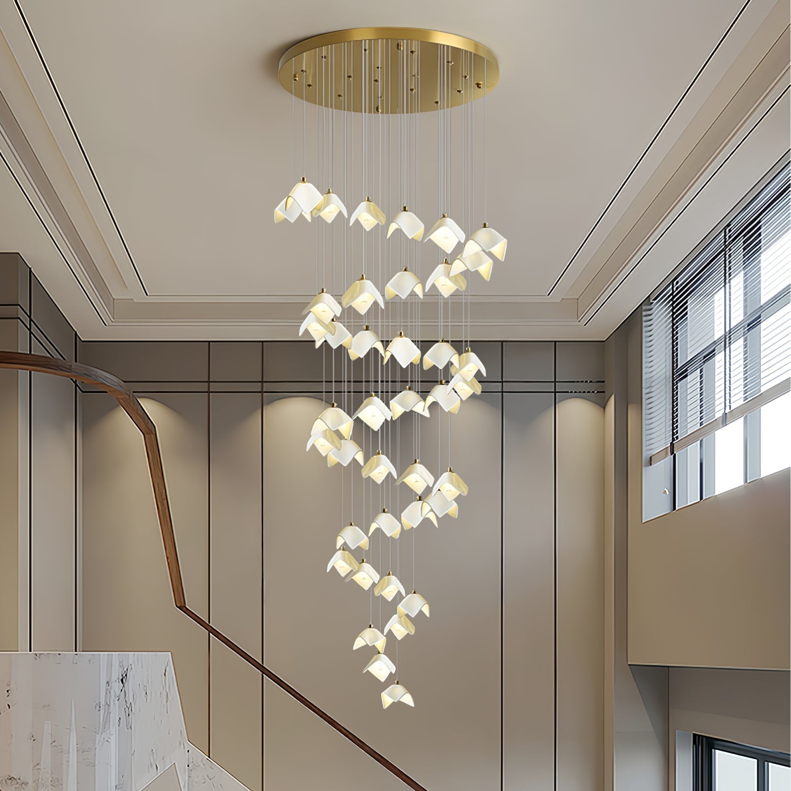 Cithayra Geometrischer Kronleuchter aus Glas und Messing-Letslighting