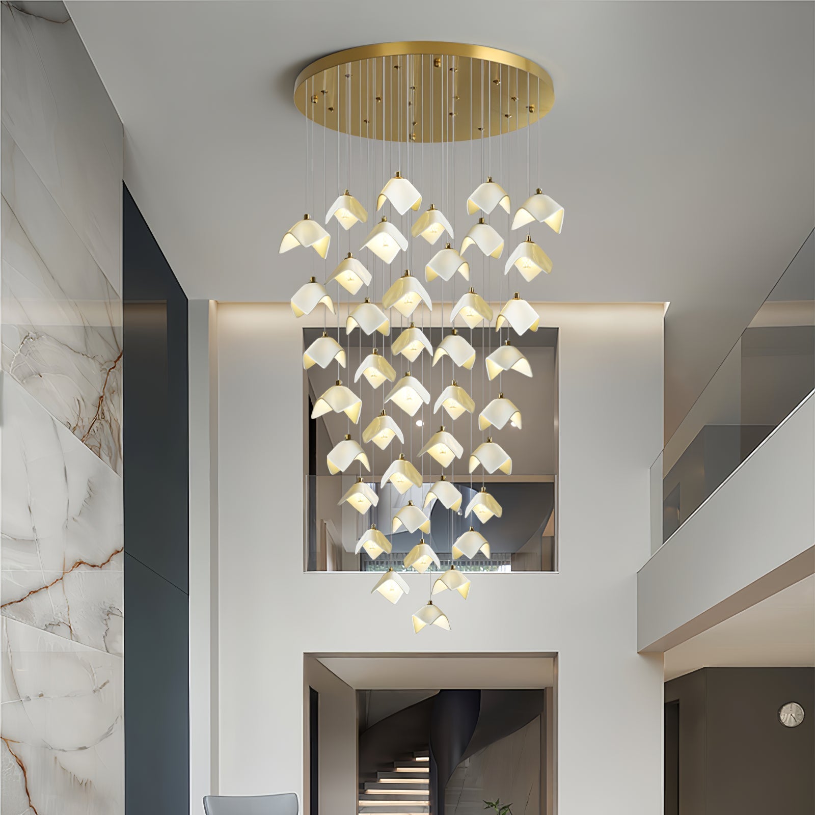 Cithayra Geometrischer Kronleuchter aus Glas und Messing-Letslighting