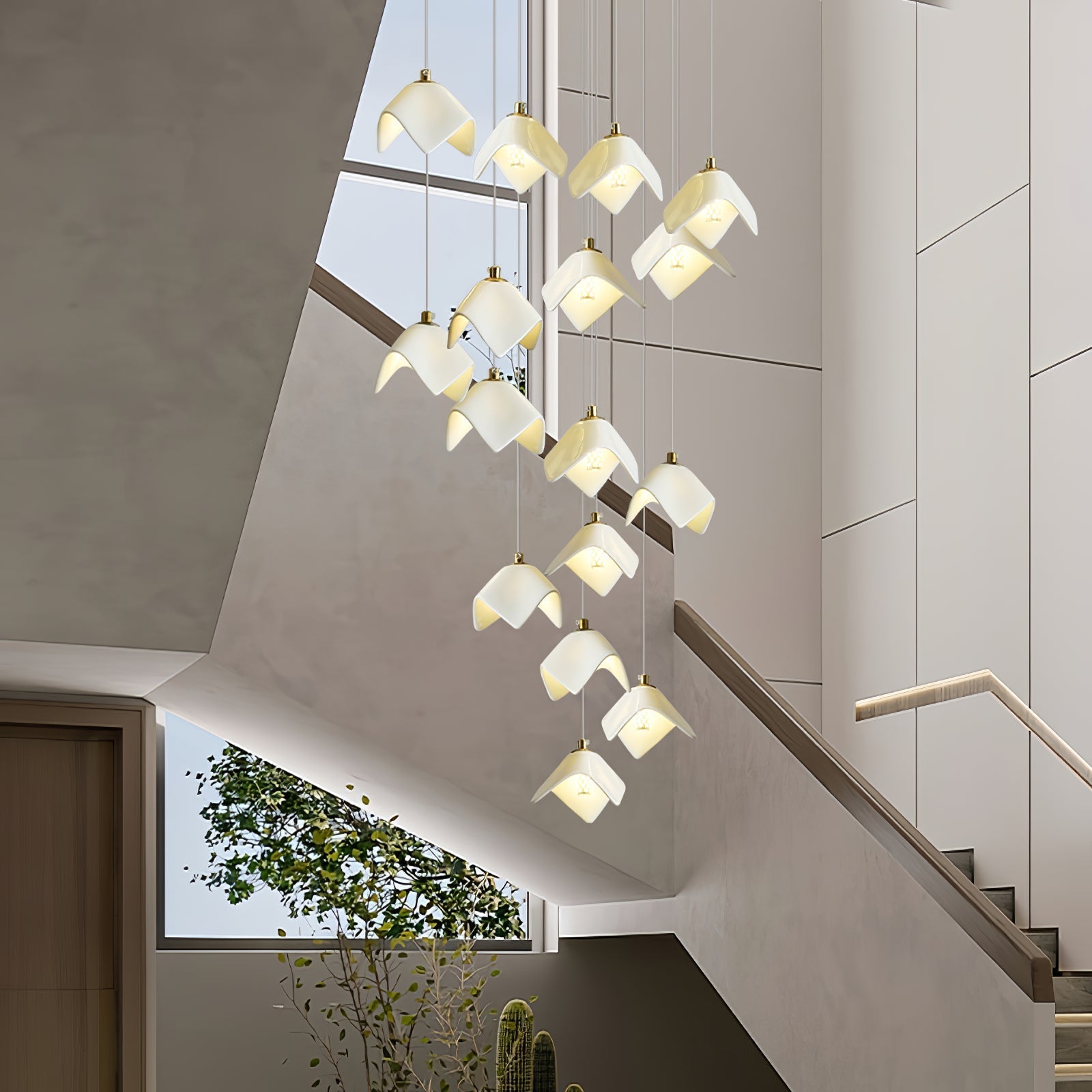 Cithayra Geometrischer Kronleuchter aus Glas und Messing-Letslighting