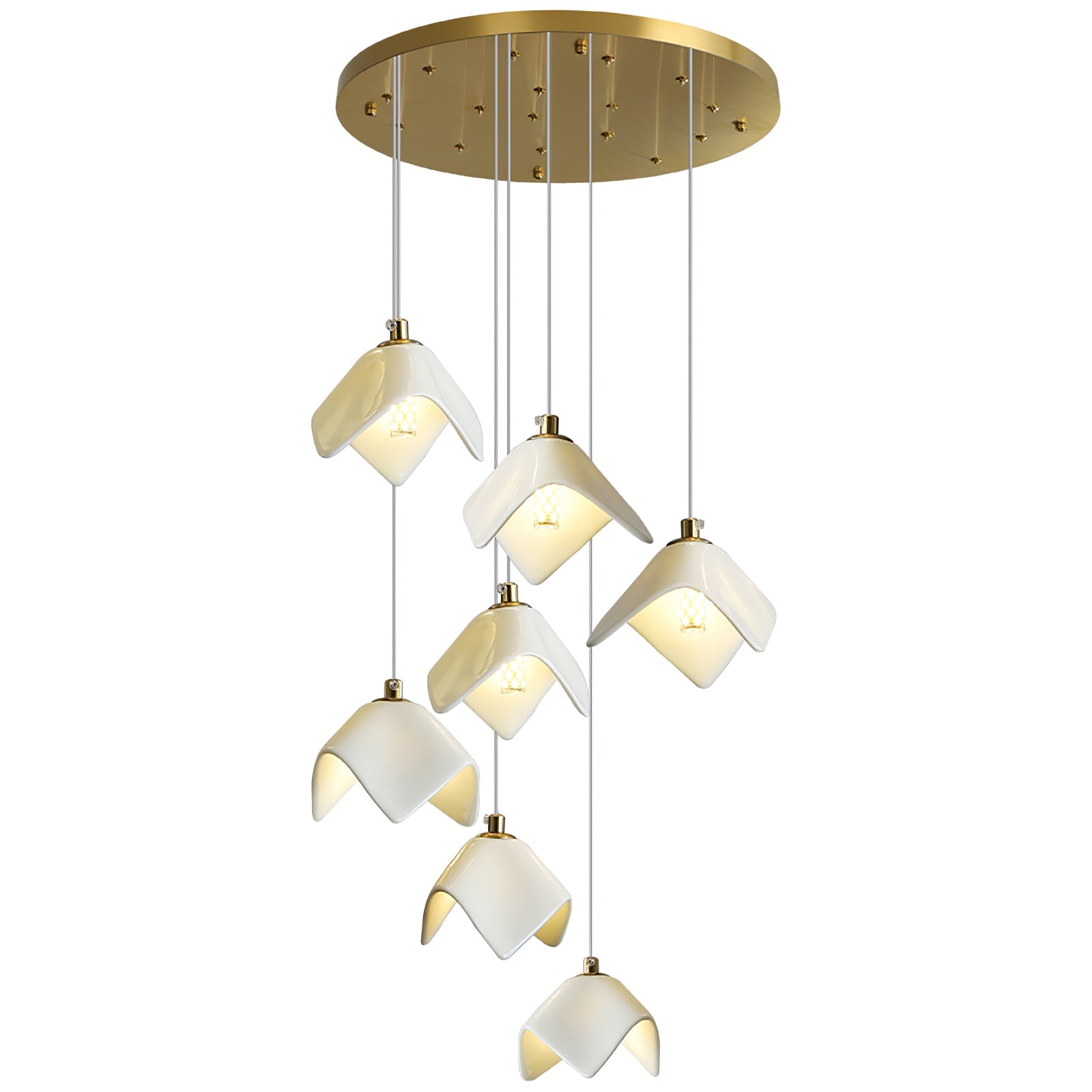 Cithayra Geometrischer Kronleuchter aus Glas und Messing-Letslighting