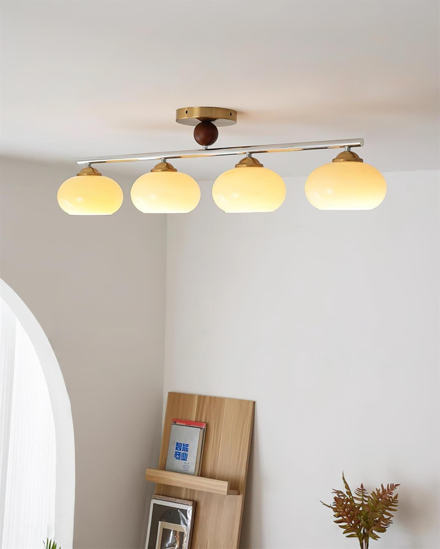 Aubrelle 4-Flammige Bernstein-Glas-Globus-Deckenleuchte-Letslighting
