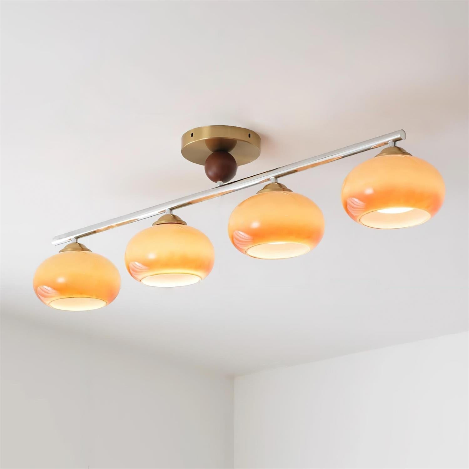 Aubrelle 4-Flammige Bernstein-Glas-Globus-Deckenleuchte-Letslighting