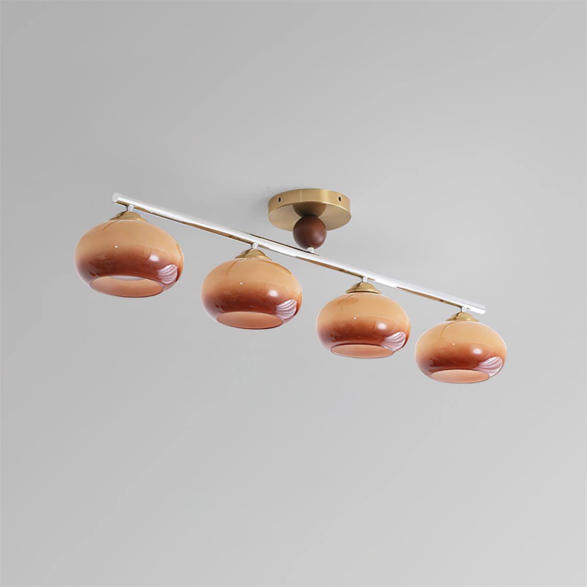 Aubrelle 4-Flammige Bernstein-Glas-Globus-Deckenleuchte-Letslighting