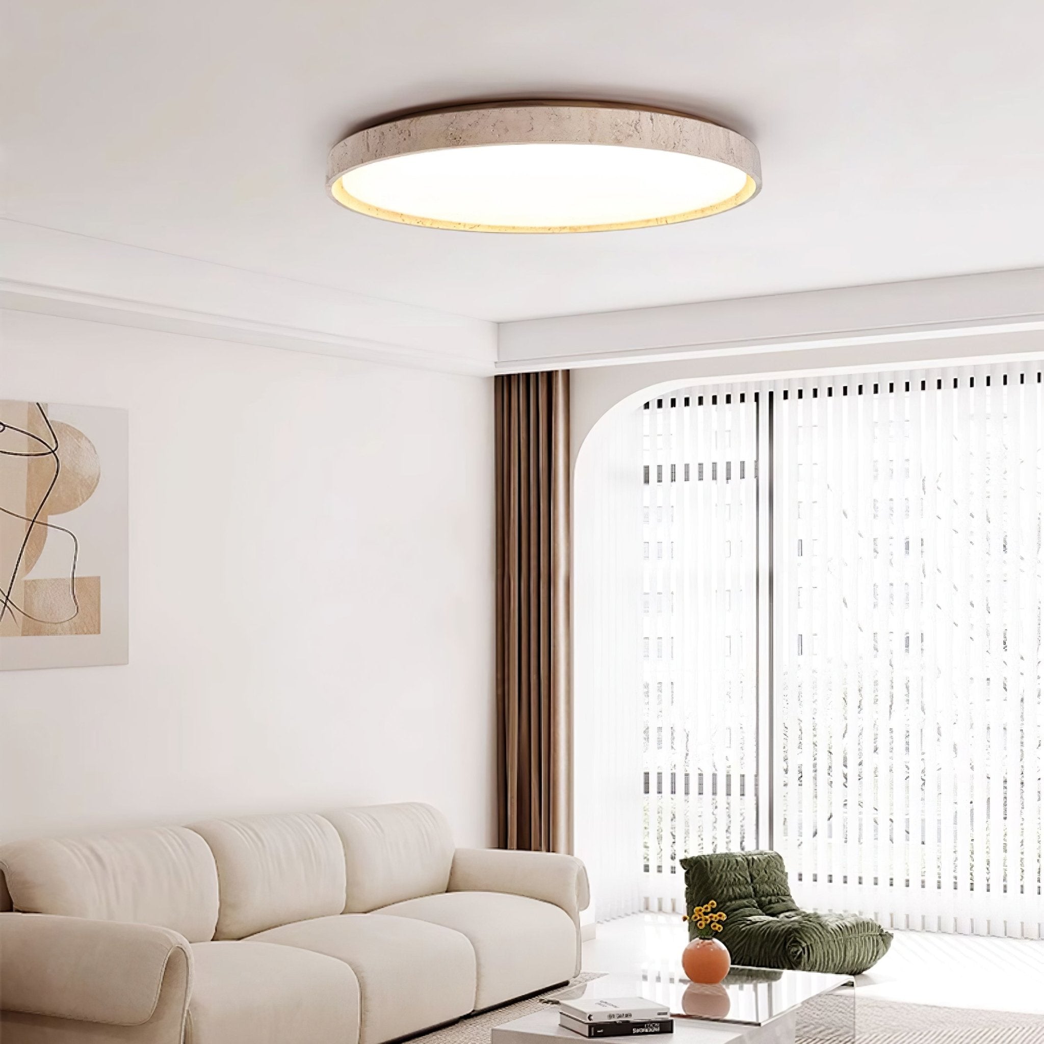 Kathy Travertine Round Ceiling Light - Neutralighting