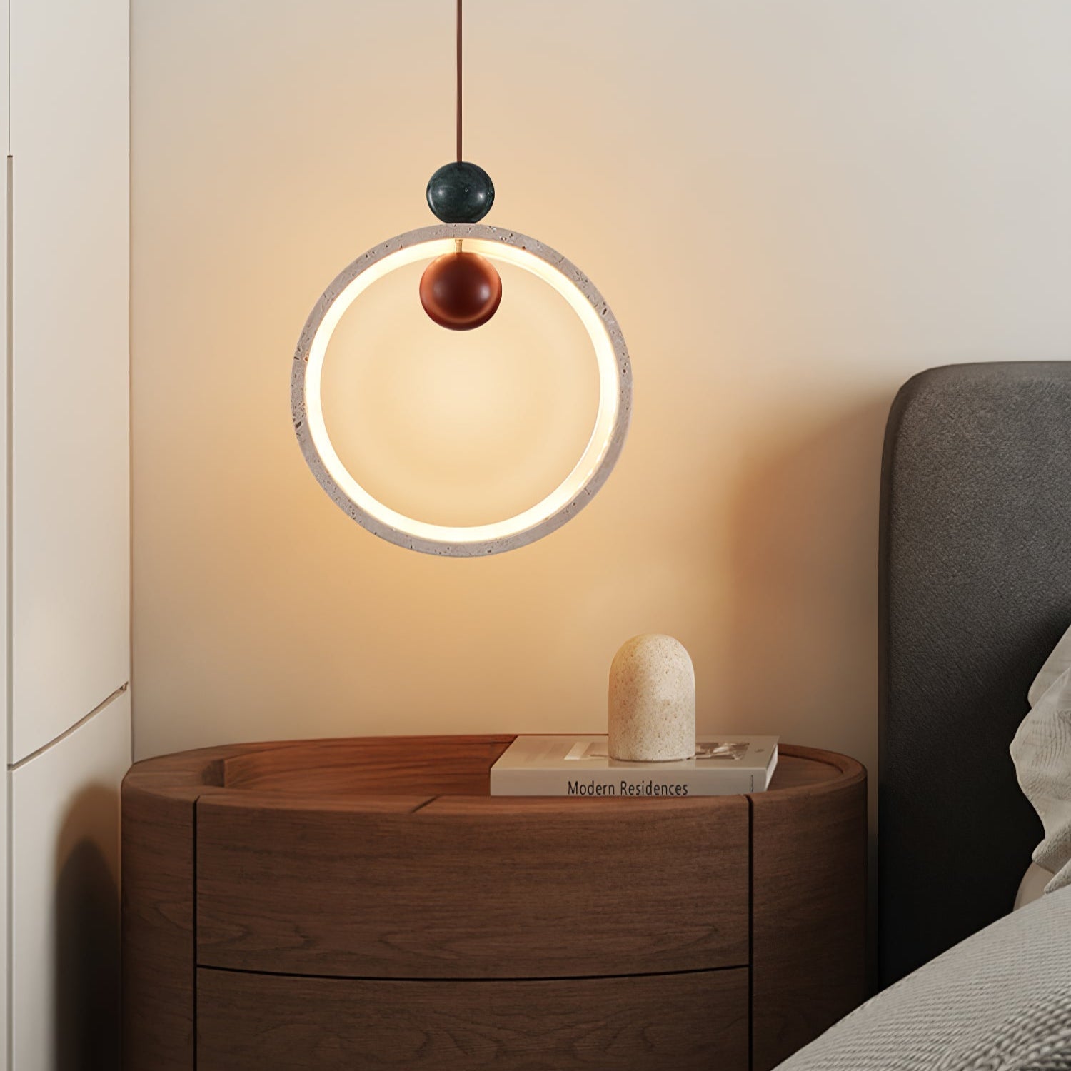 Vovinyra Circular Travertine Pendant Light - Neutralighting