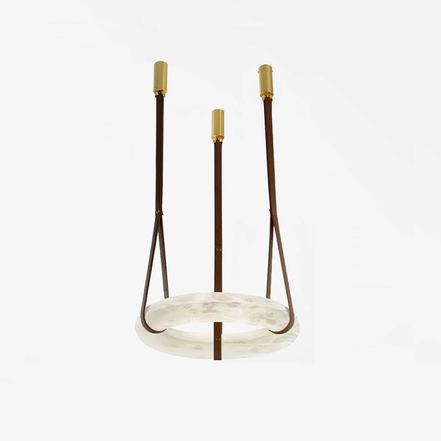 Étoile Pendant Light Chandelier Alabaster Ring Triple Leather - Letslighting