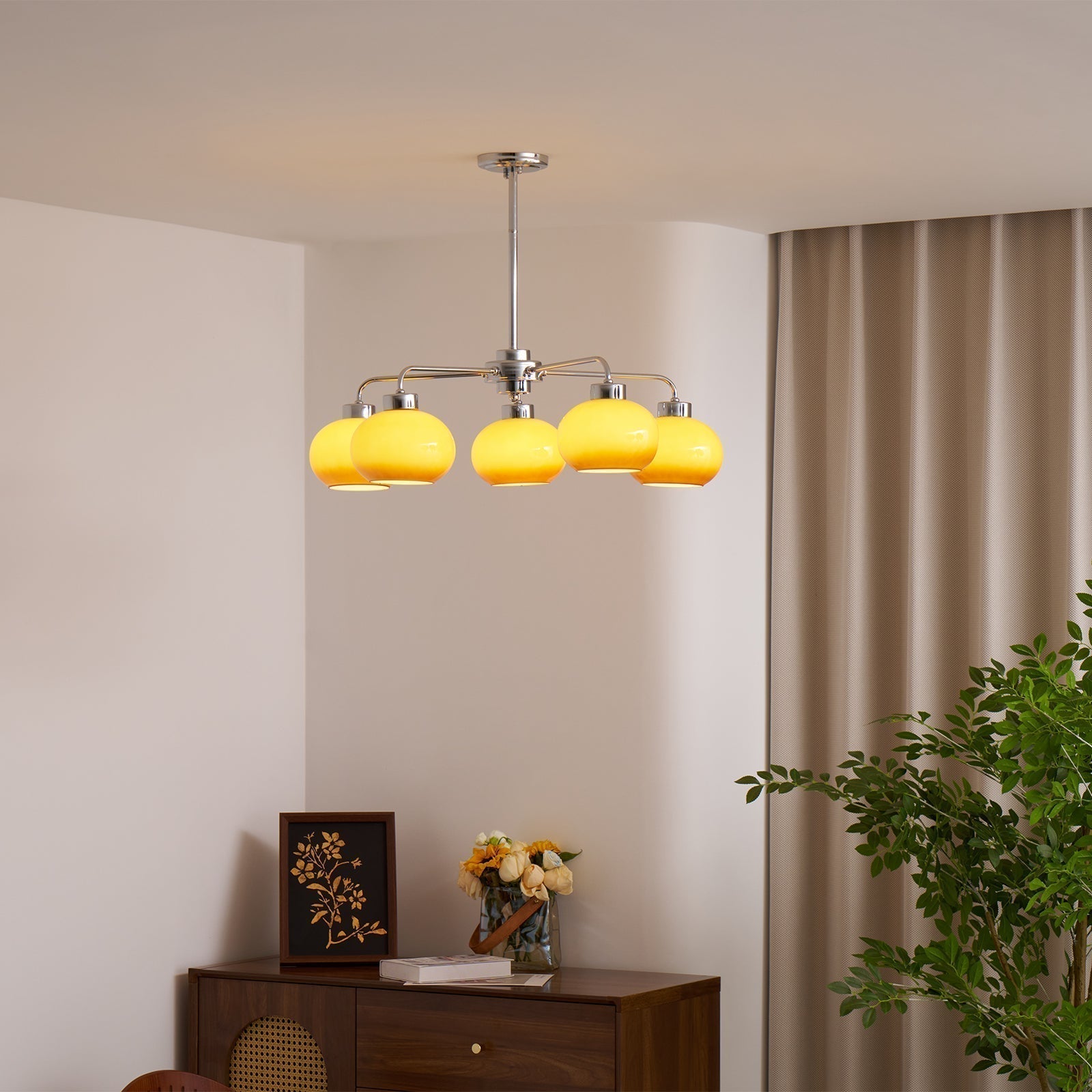 Lustra Kronleuchter Glas Chrom Geometrisch Retro-Letslighting