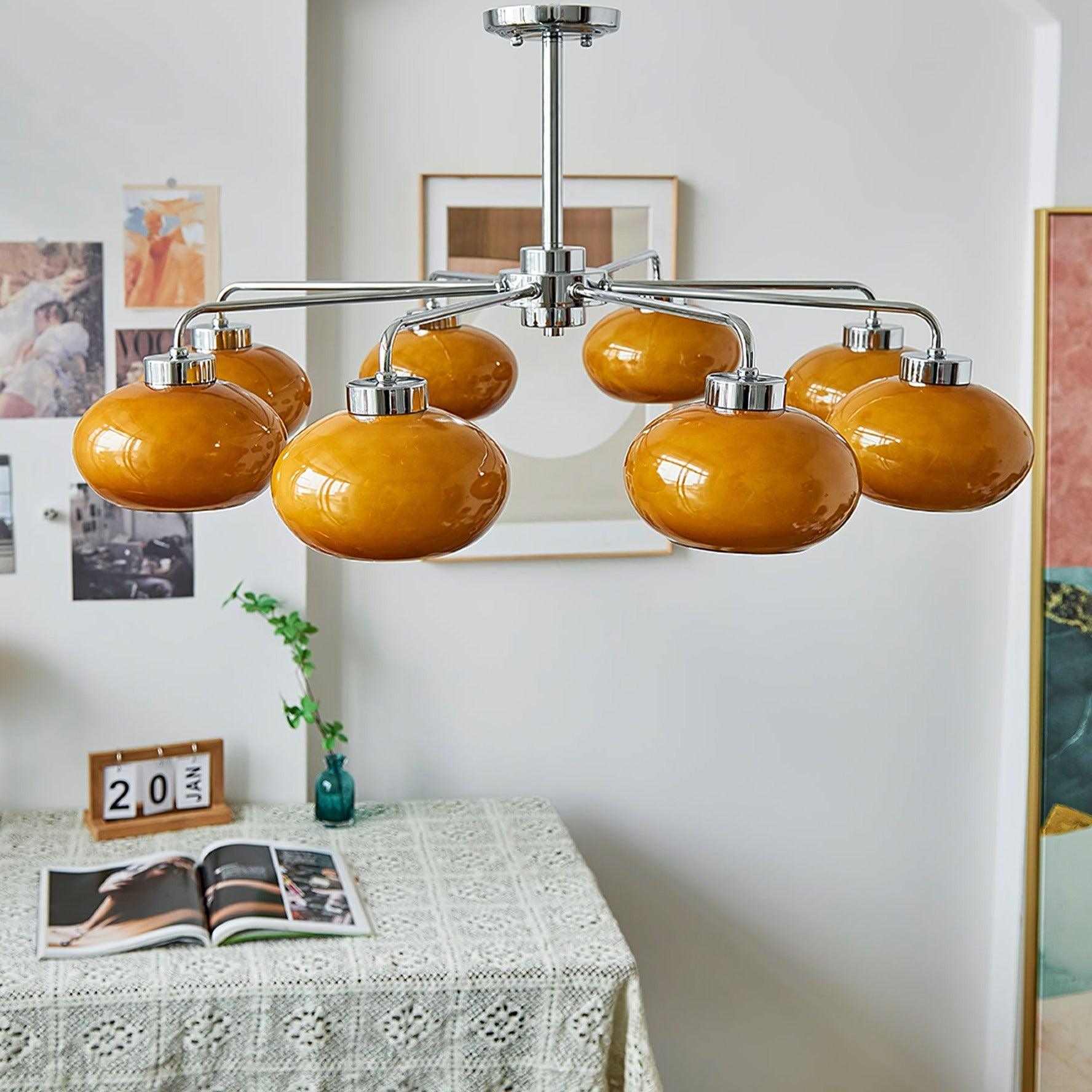 Lustra Kronleuchter Glas Chrom Geometrisch Retro-Letslighting