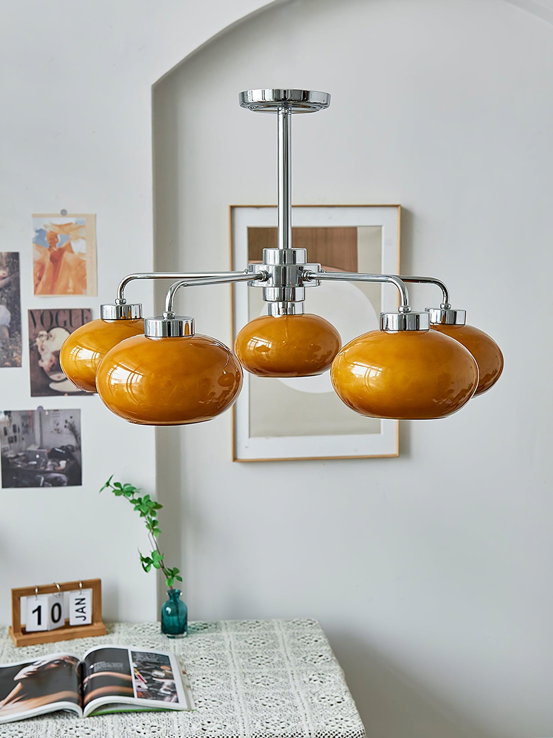 Lustra Kronleuchter Glas Chrom Geometrisch Retro-Letslighting