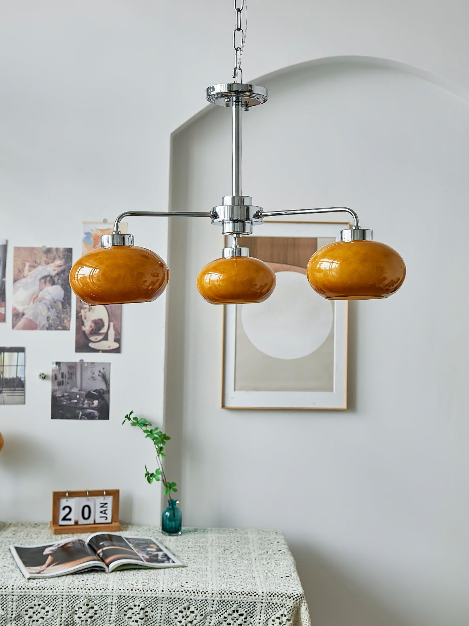 Lustra Kronleuchter Glas Chrom Geometrisch Retro-Letslighting
