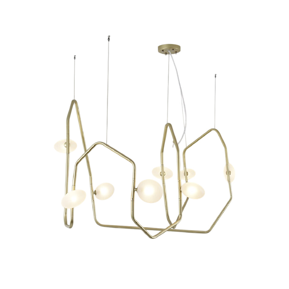 Aurvaryra Minimalistischer Kronleuchter aus Messing und Glas-Letslighting