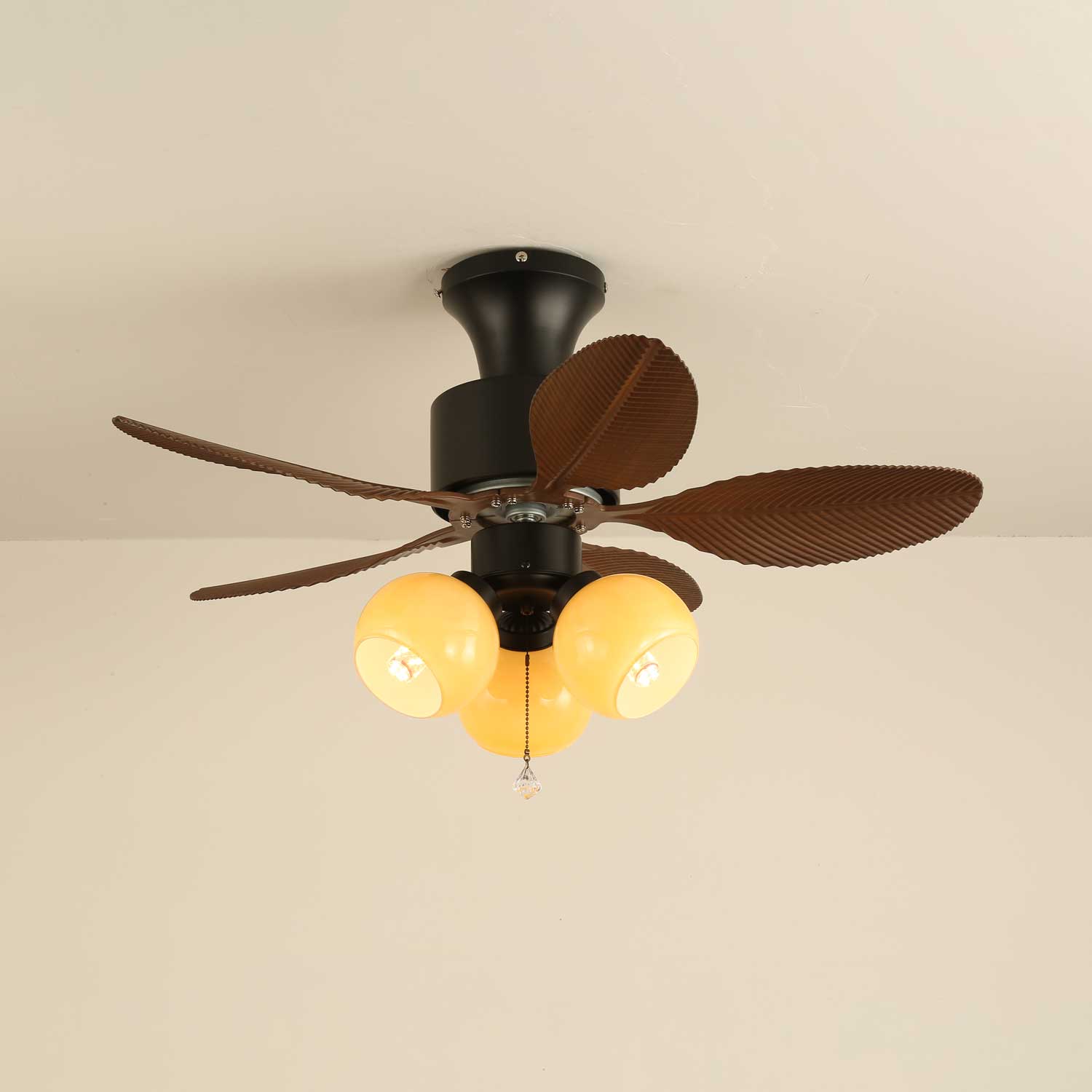 Althea Vintage Deckenventilatorleuchte aus Holz mit Abmessungen