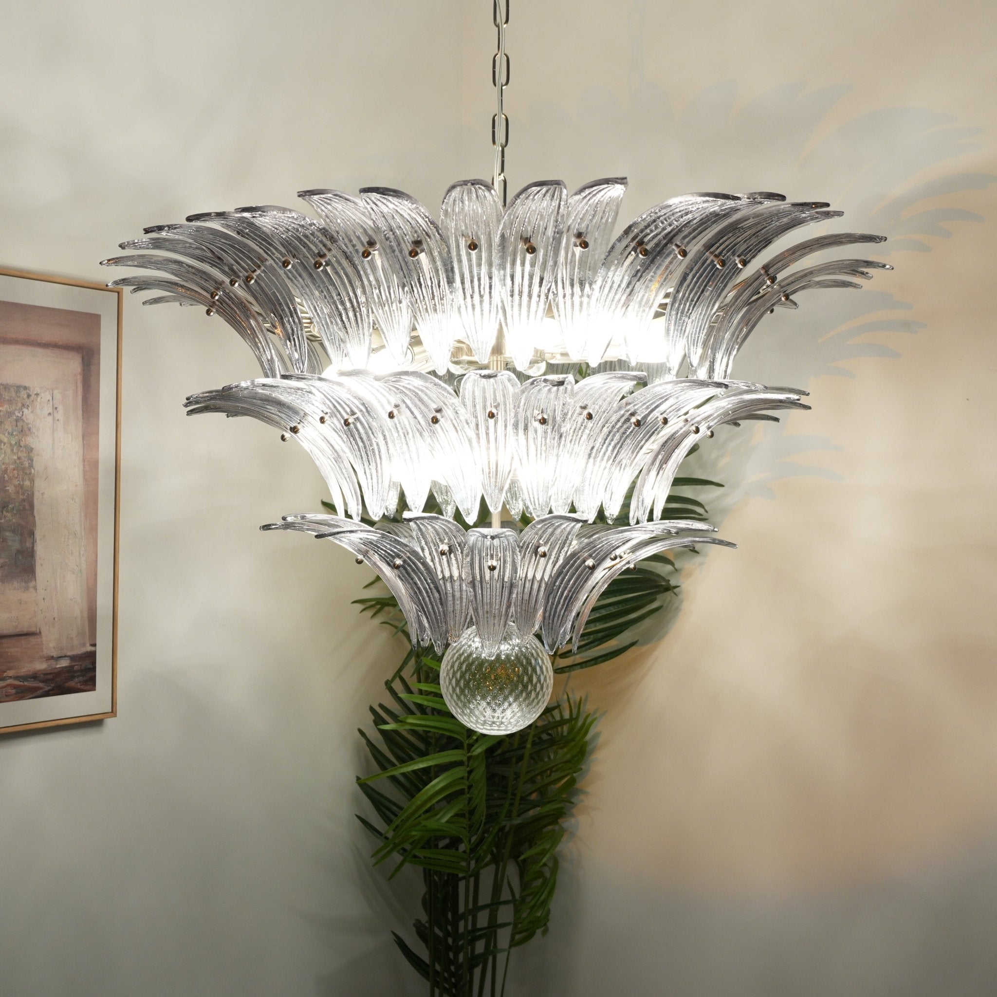Aurora Chandelier Murano Glass Palm Leaf Tiered - Neutralighting