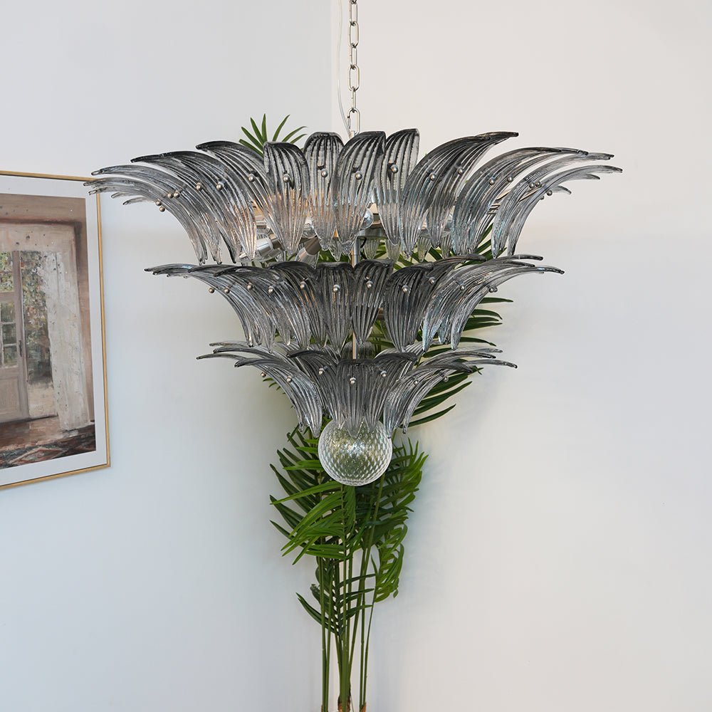 Aurora Chandelier Murano Glass Palm Leaf Tiered - Neutralighting