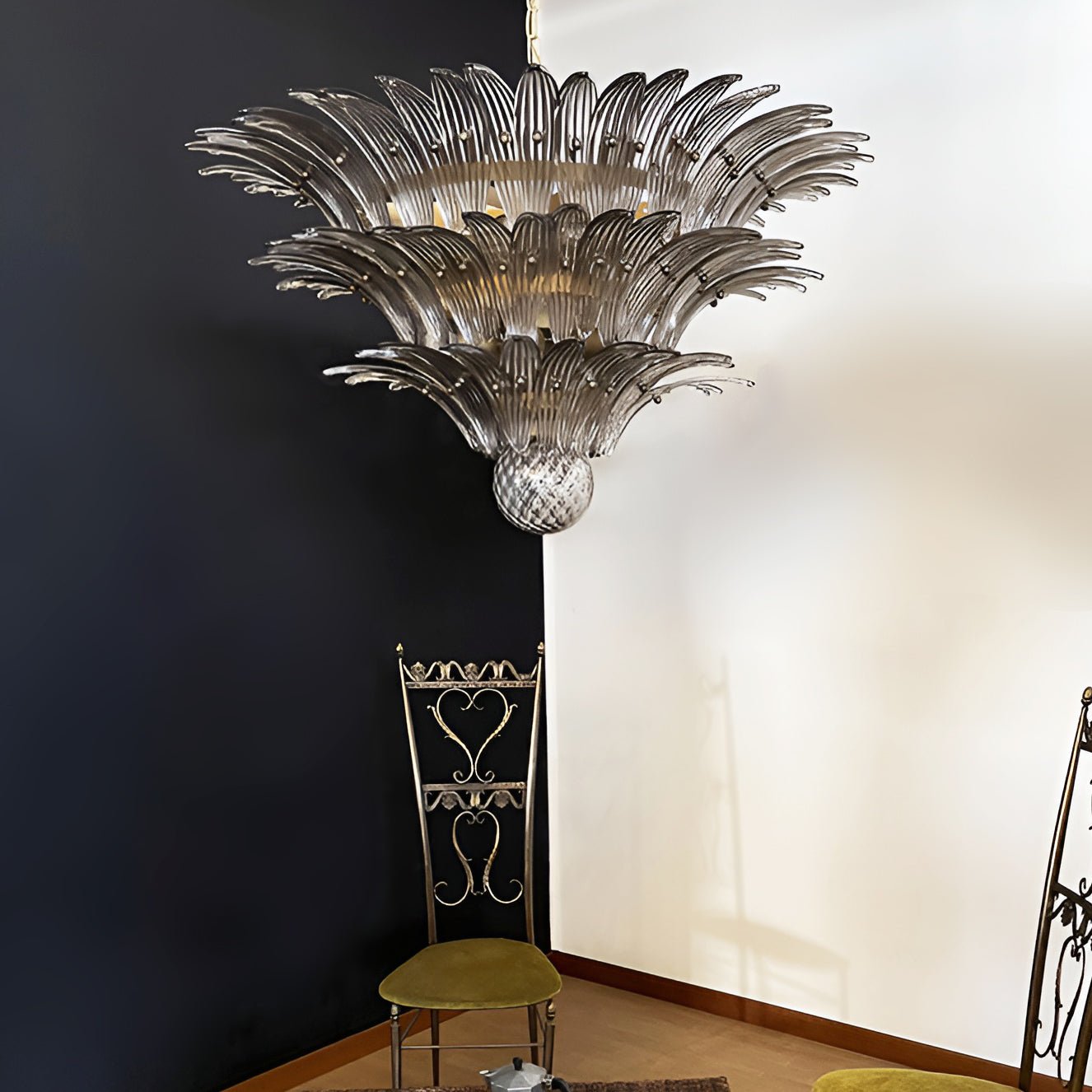 Aurora Chandelier Murano Glass Palm Leaf Tiered - Neutralighting