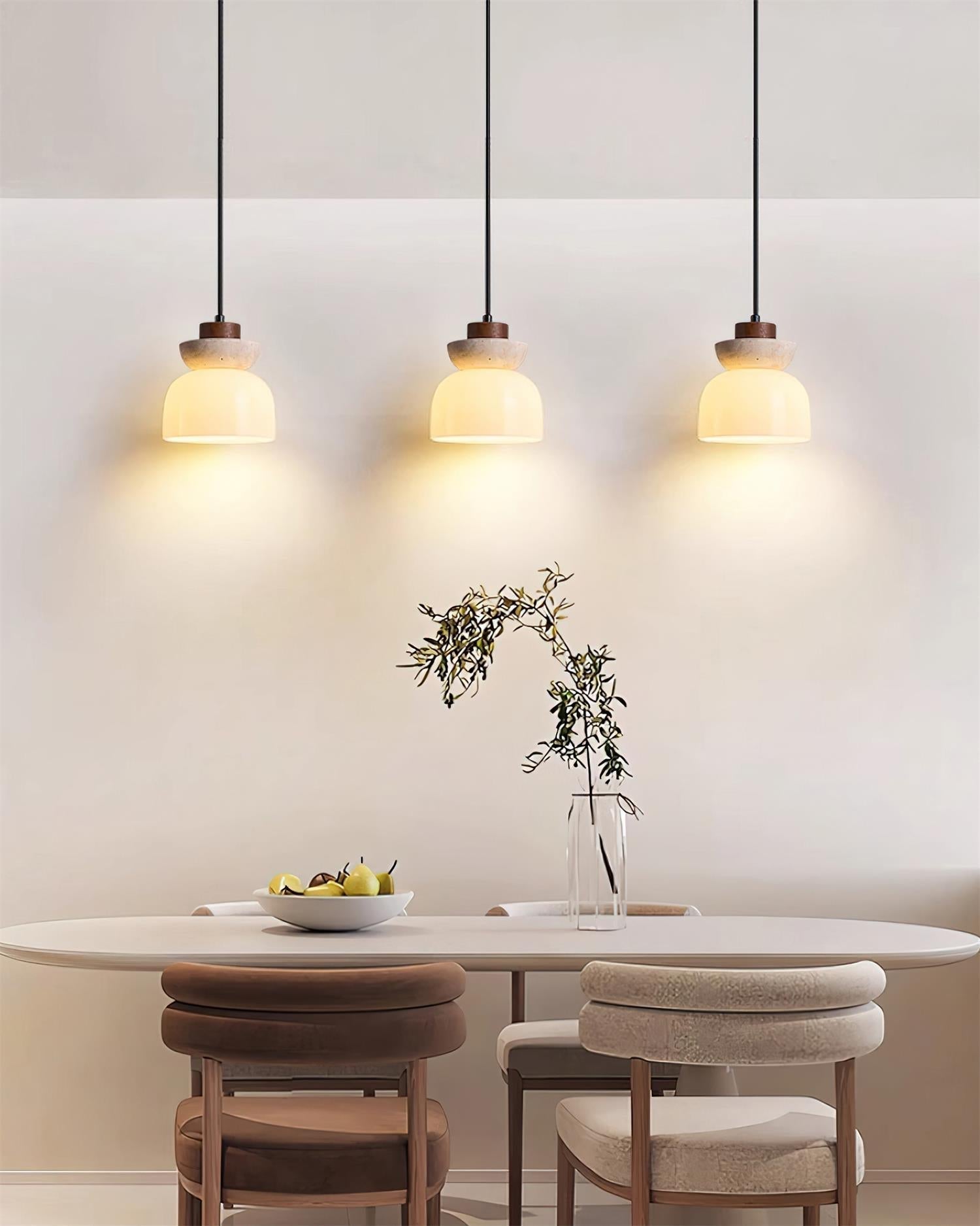 Ritta Travertine Dome Glass Pendant Light - Letslighting