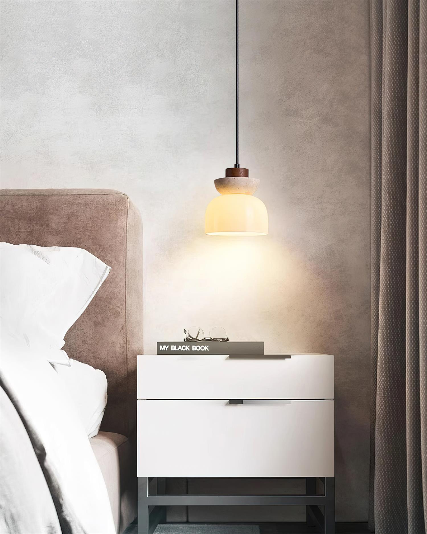 Ritta Travertine Dome Glass Pendant Light - Letslighting