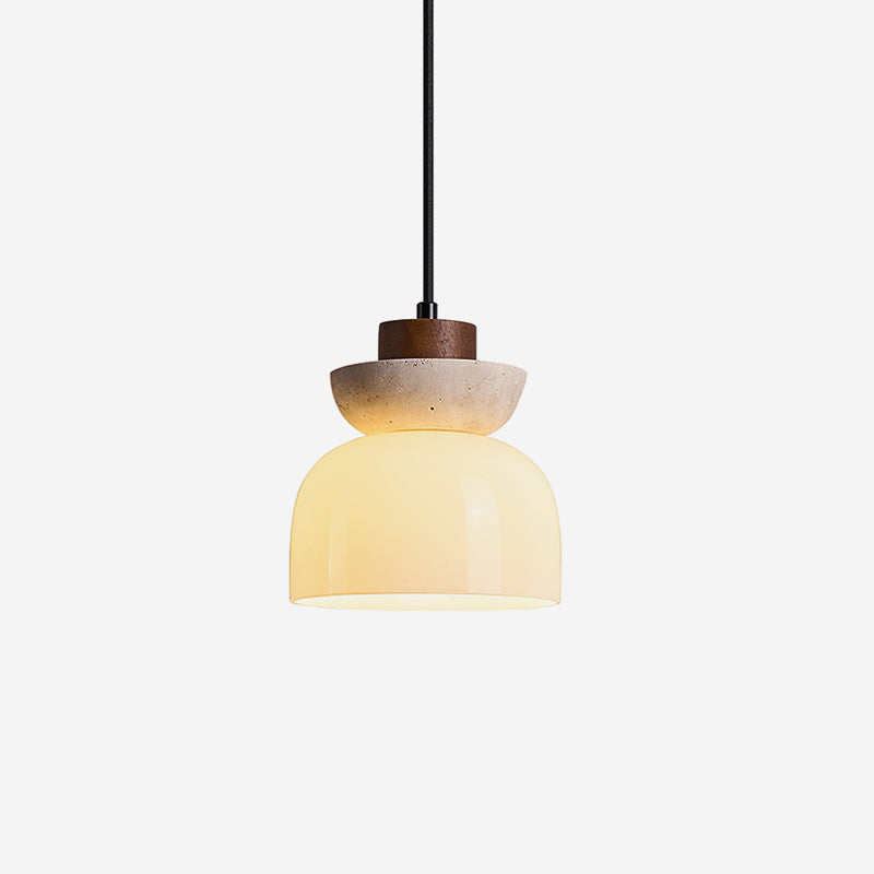 Ritta Travertine Dome Glass Pendant Light - Letslighting
