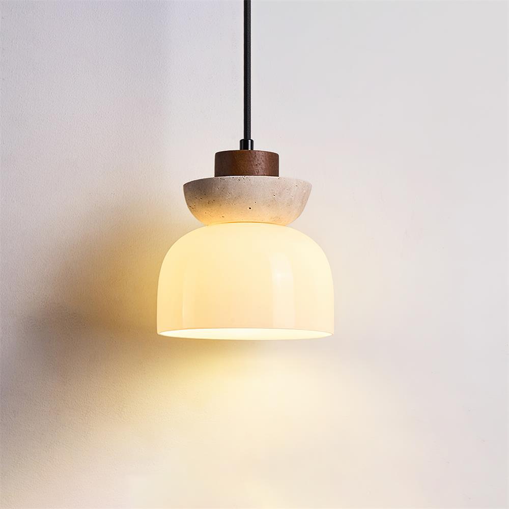 Ritta Travertine Dome Glass Pendant Light - Letslighting
