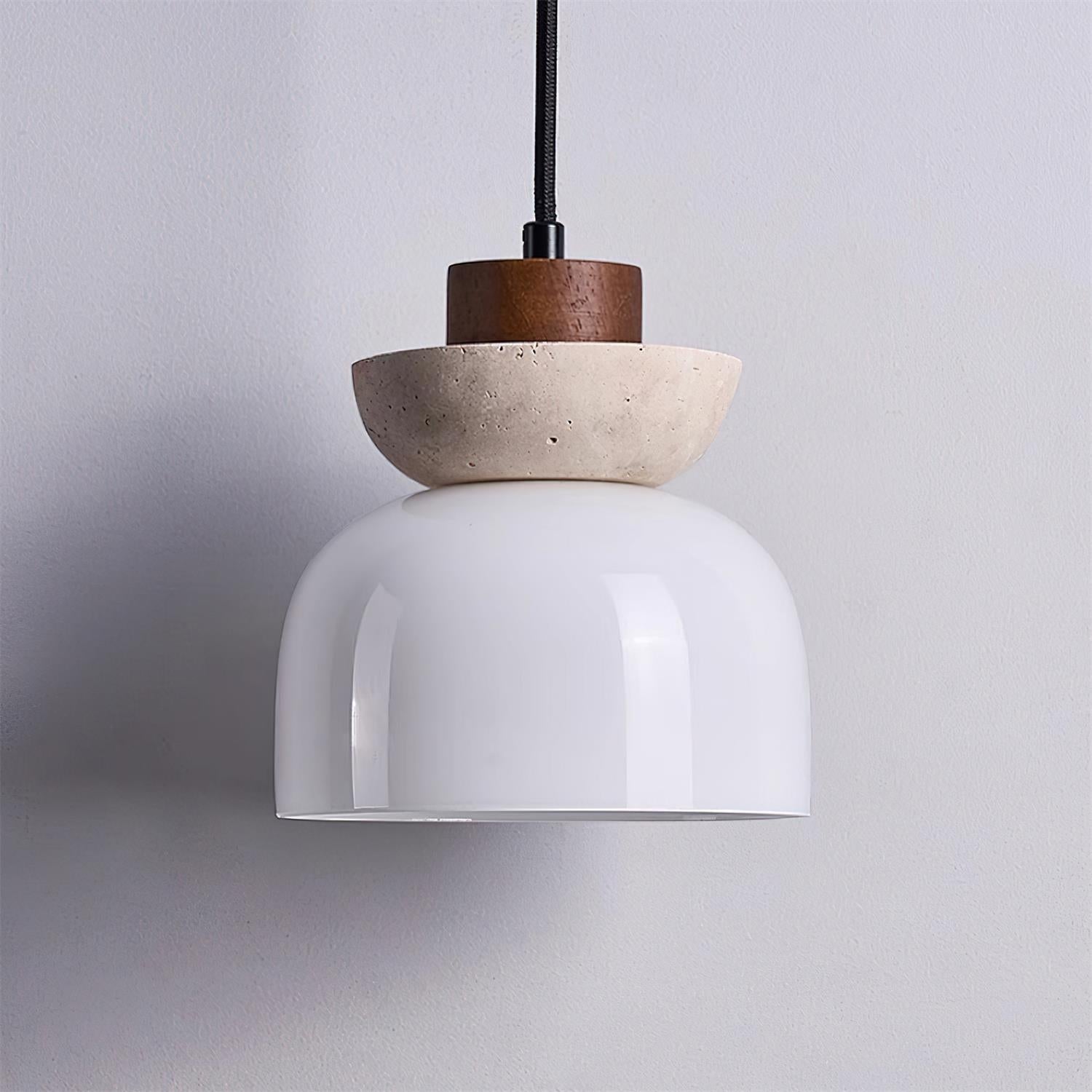 Ritta Travertine Dome Glass Pendant Light - Letslighting
