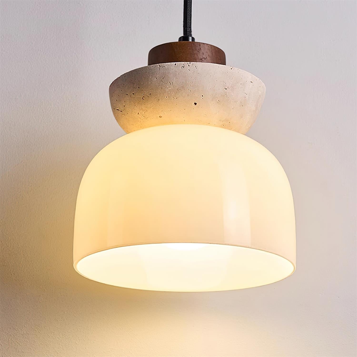 Ritta Travertine Dome Glass Pendant Light - Letslighting