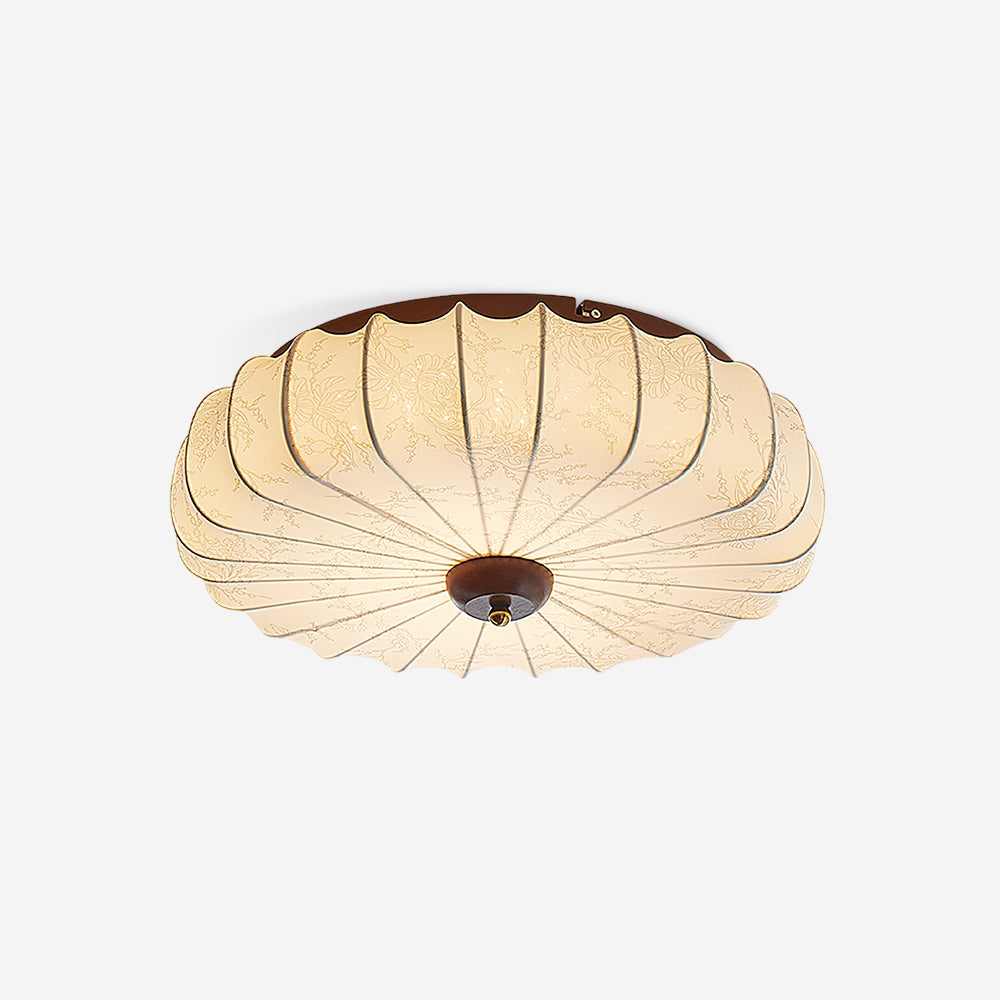 Deckenleuchte Stoff Schirm Gefeilt Lotus Form Holz Baldachin-Letslighting