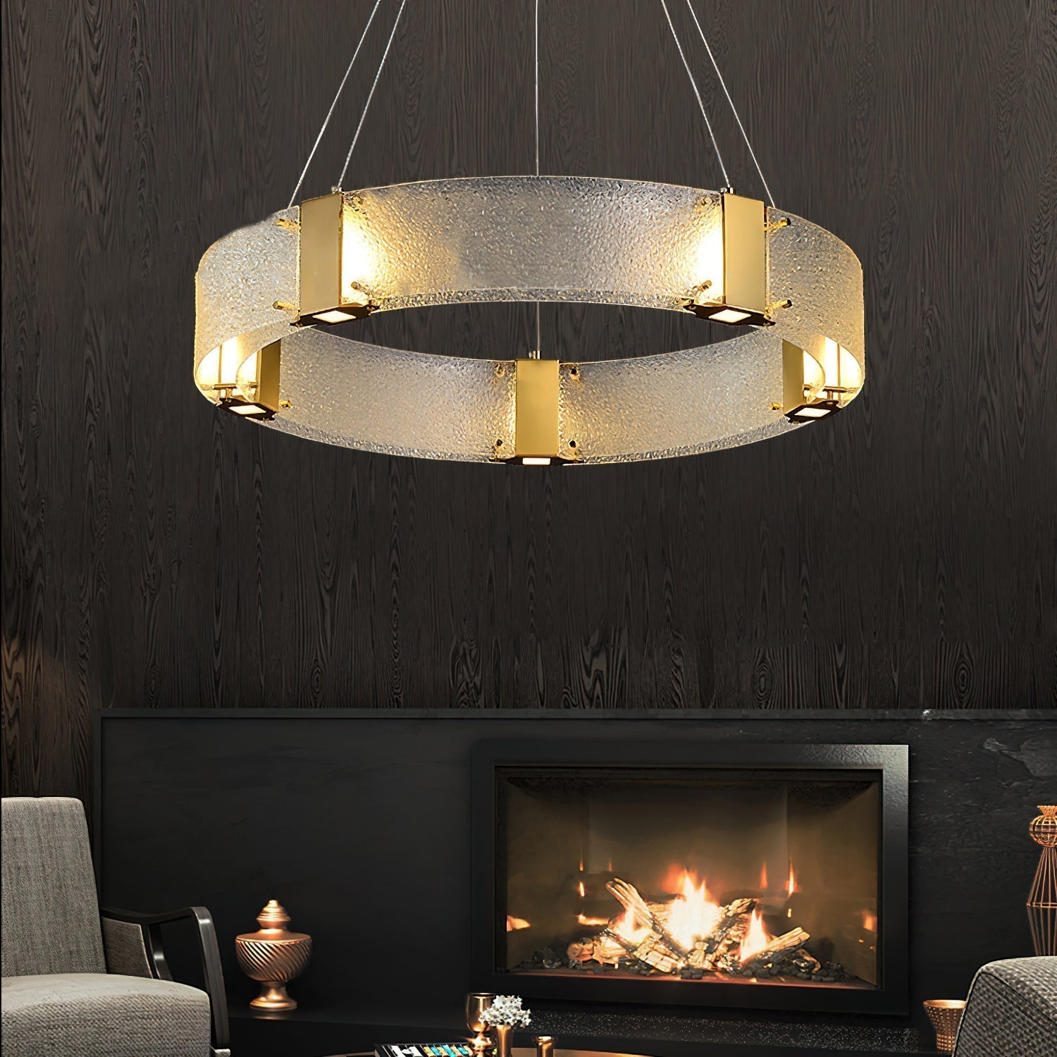 Parallel Eleganter Ring-Glas-Kronleuchter-Letslighting