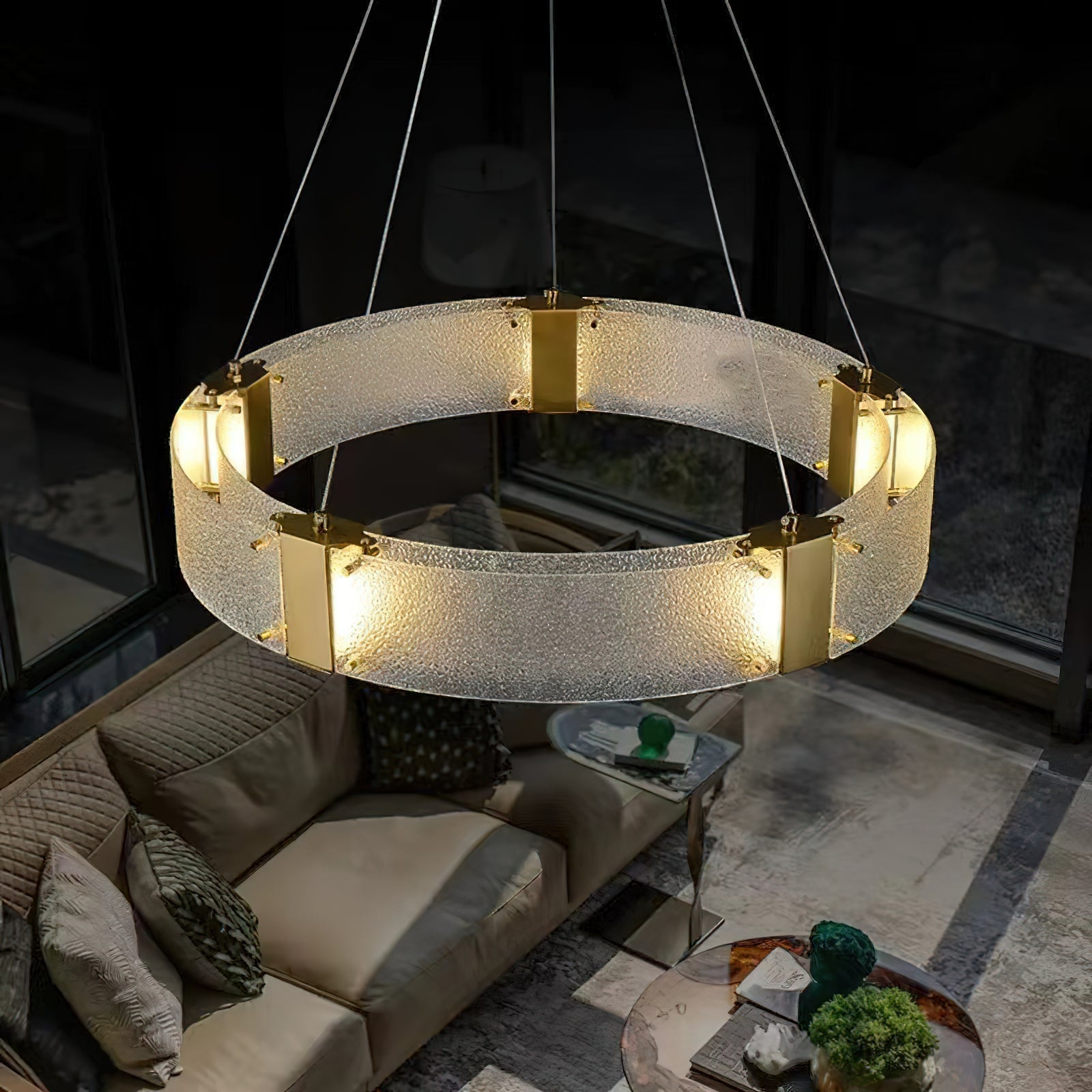 Parallel Eleganter Ring-Glas-Kronleuchter-Letslighting