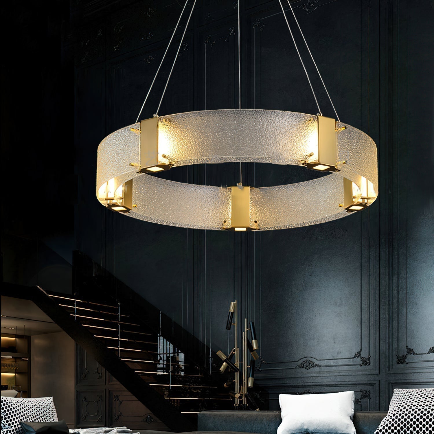 Parallel Eleganter Ring-Glas-Kronleuchter-Letslighting
