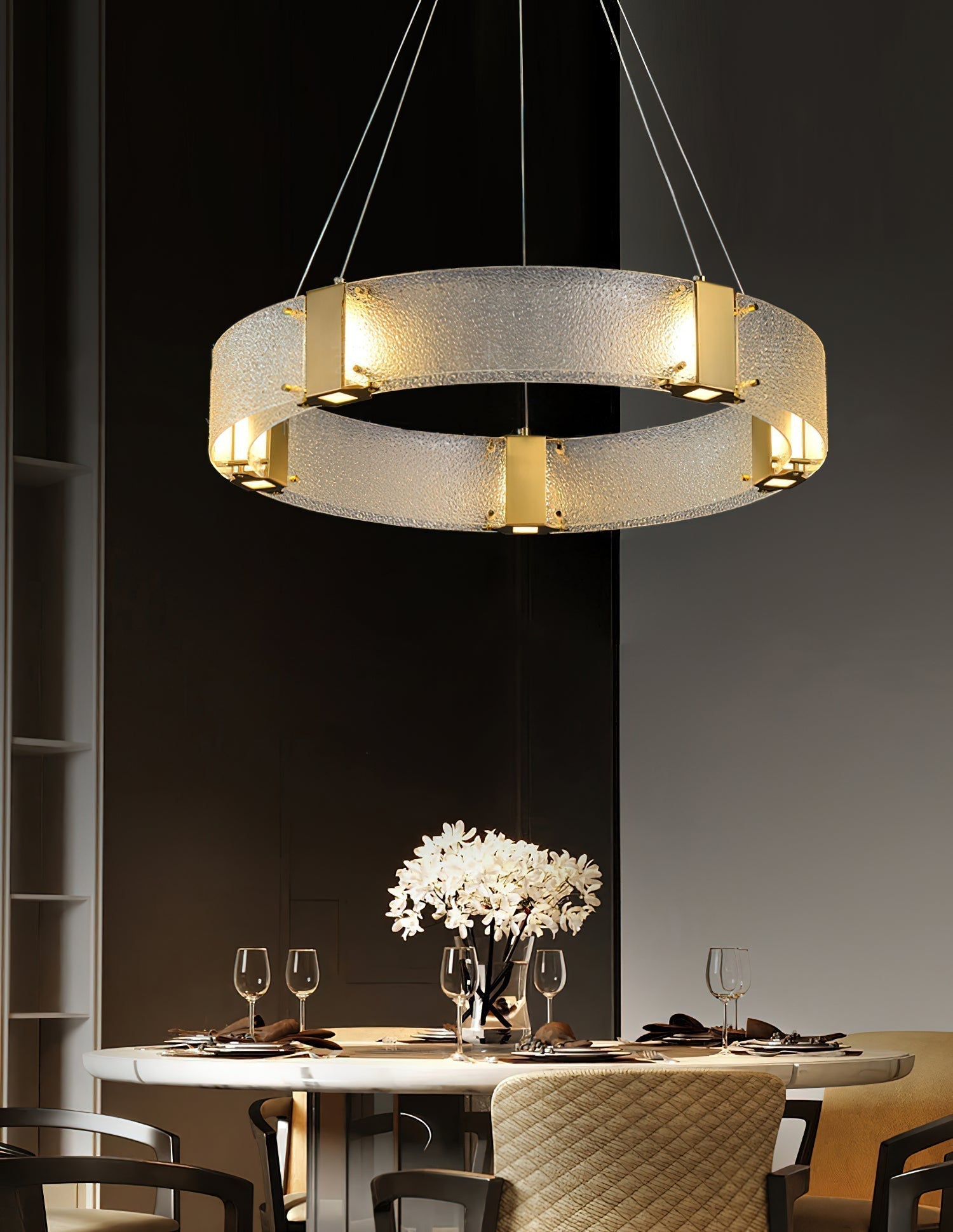 Parallel Eleganter Ring-Glas-Kronleuchter-Letslighting