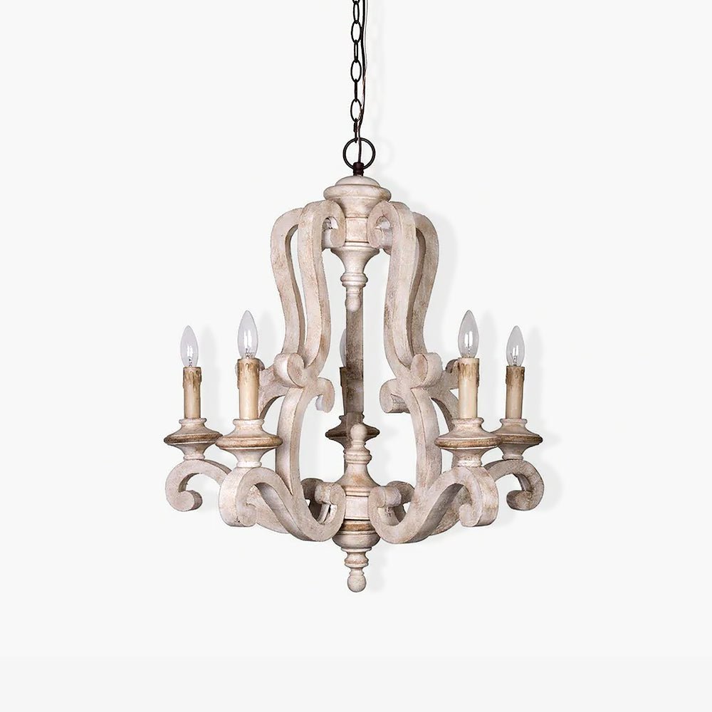 Lustra Kronleuchter Holz Kerzen Mid-Century-Letslighting