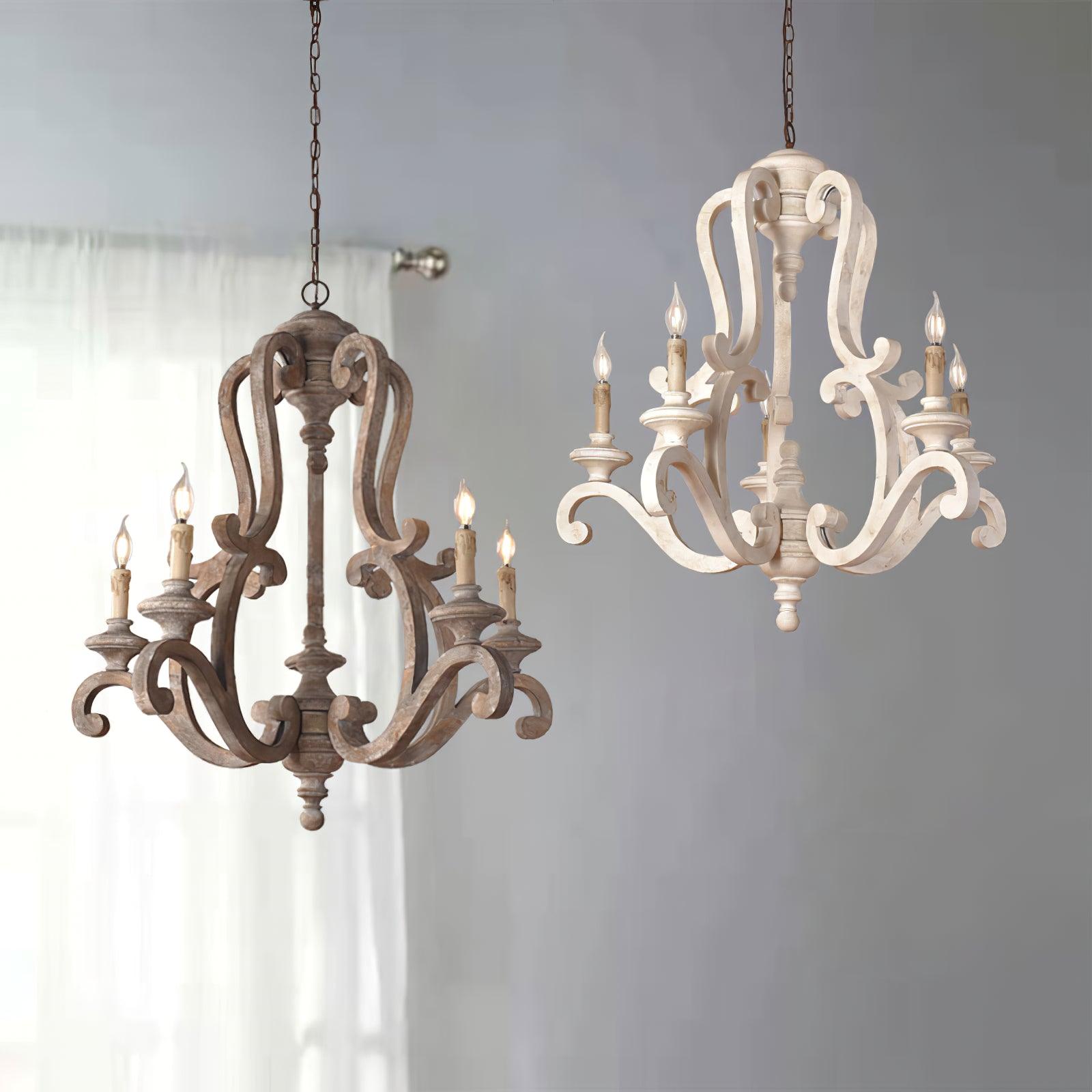 Lustra Kronleuchter Holz Kerzen Mid-Century-Letslighting