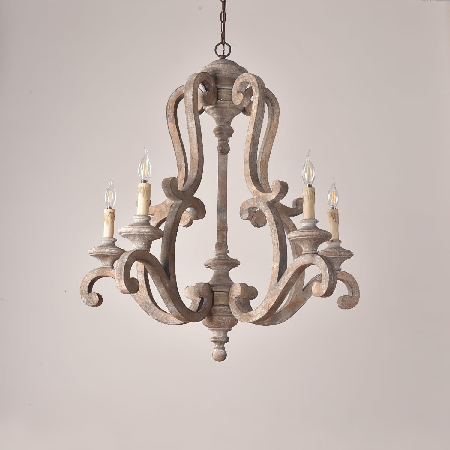 Lustra Kronleuchter Holz Kerzen Mid-Century-Letslighting
