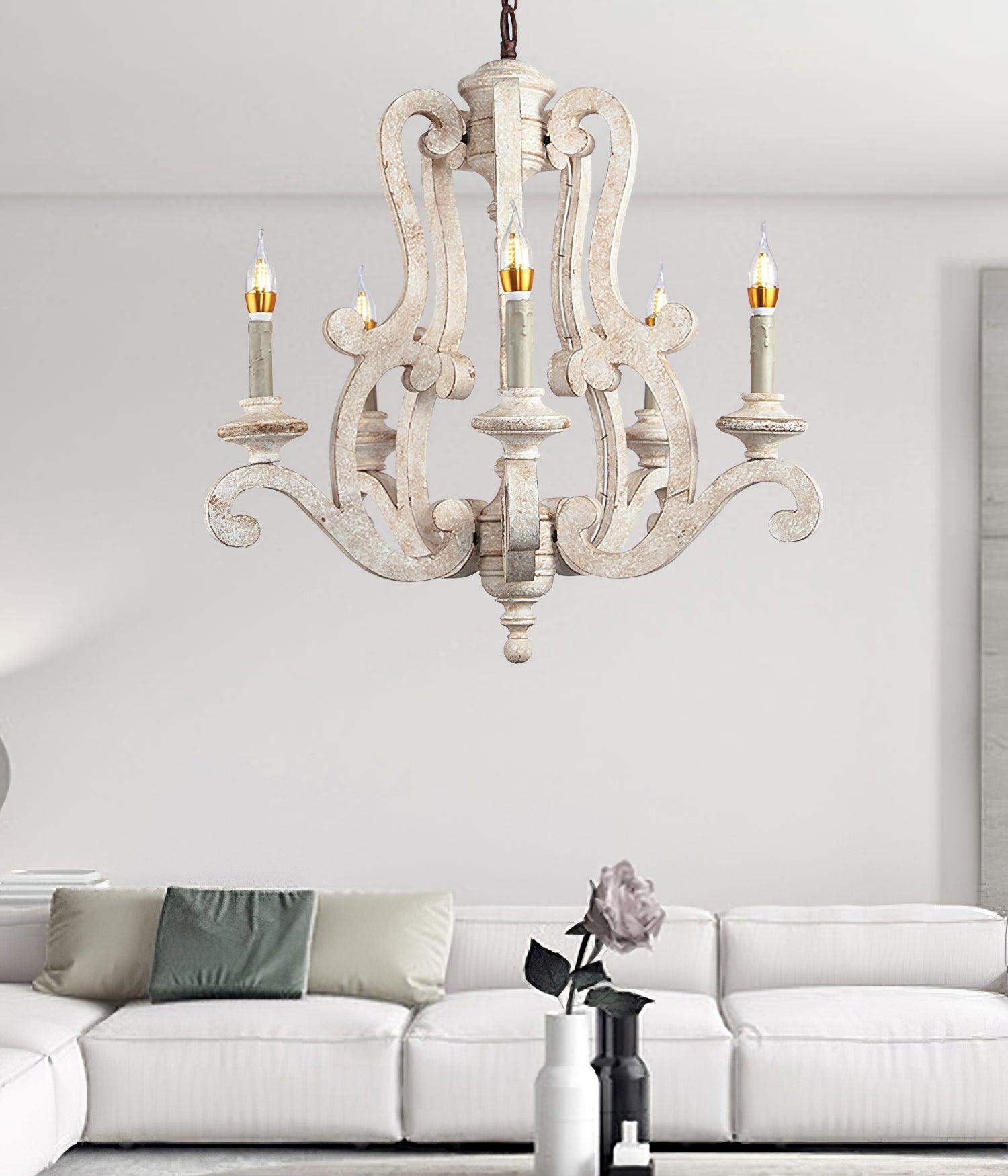 Lustra Kronleuchter Holz Kerzen Mid-Century-Letslighting