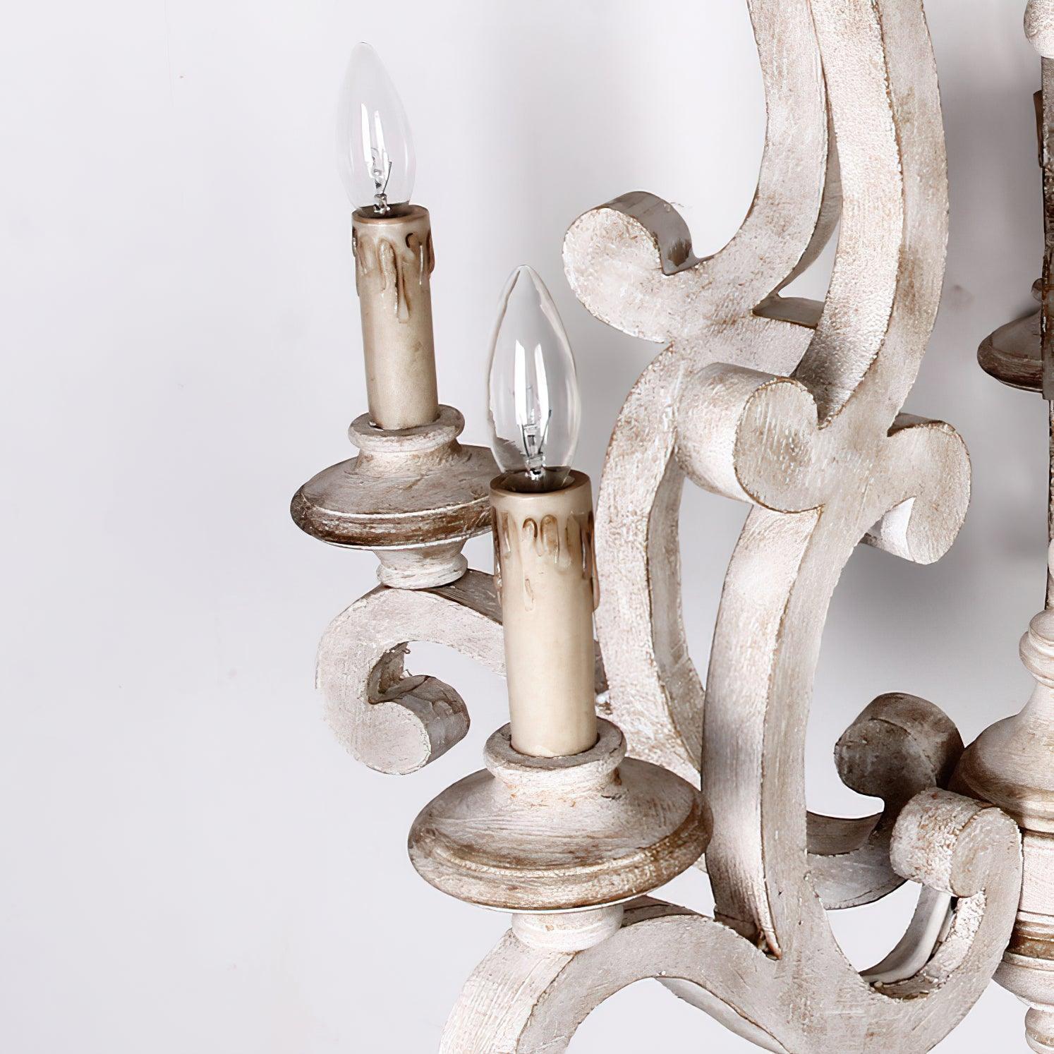 Lustra Kronleuchter Holz Kerzen Mid-Century-Letslighting